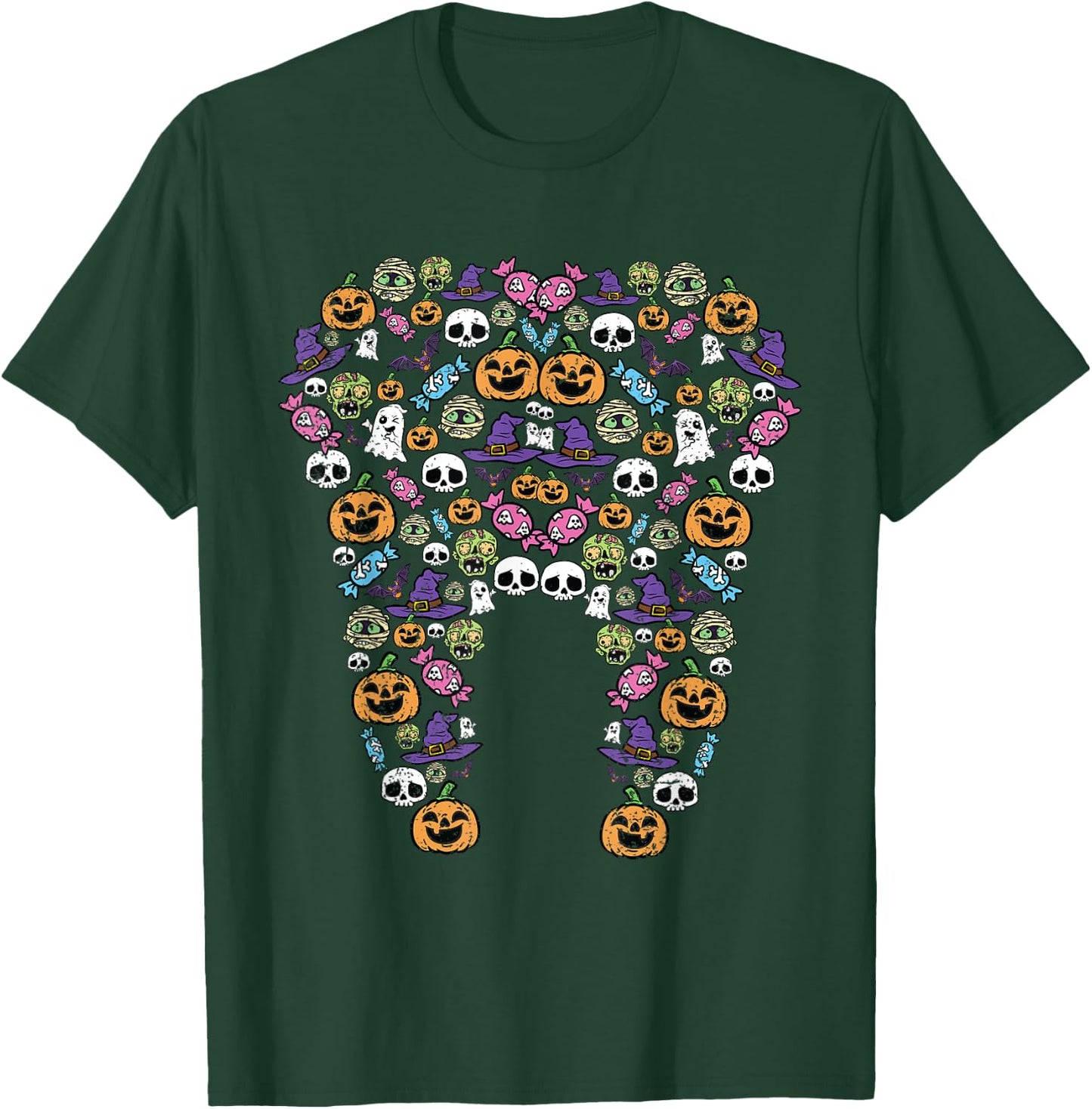 Tooth Halloween Pattern Costume Dentist Dental Assistant T-Shirt - T-Shirt | Forest