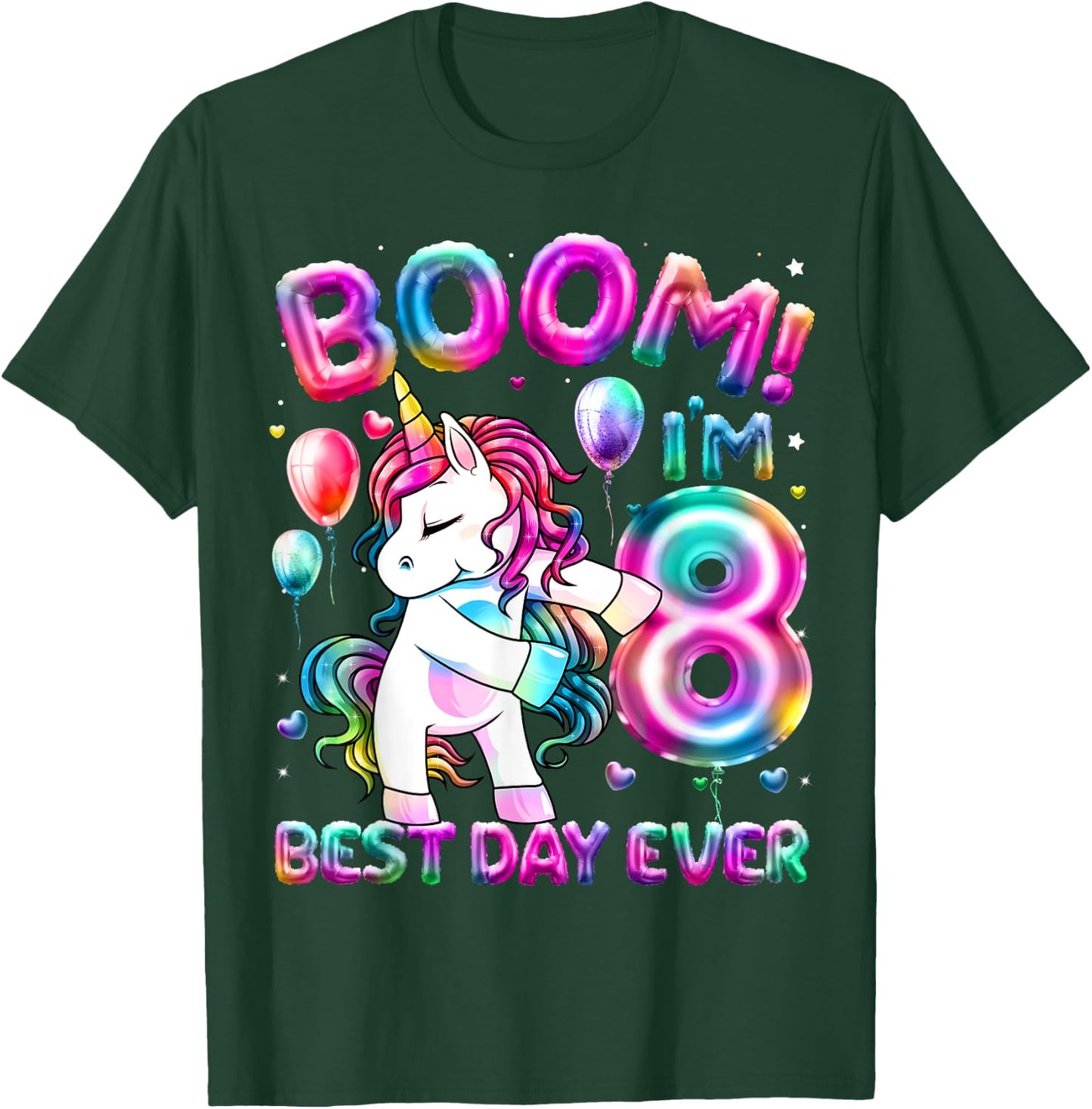 8 Years Old Flossing Unicorn Gifts 8th Birthday Girl Party T-Shirt - T-Shirt | Forest