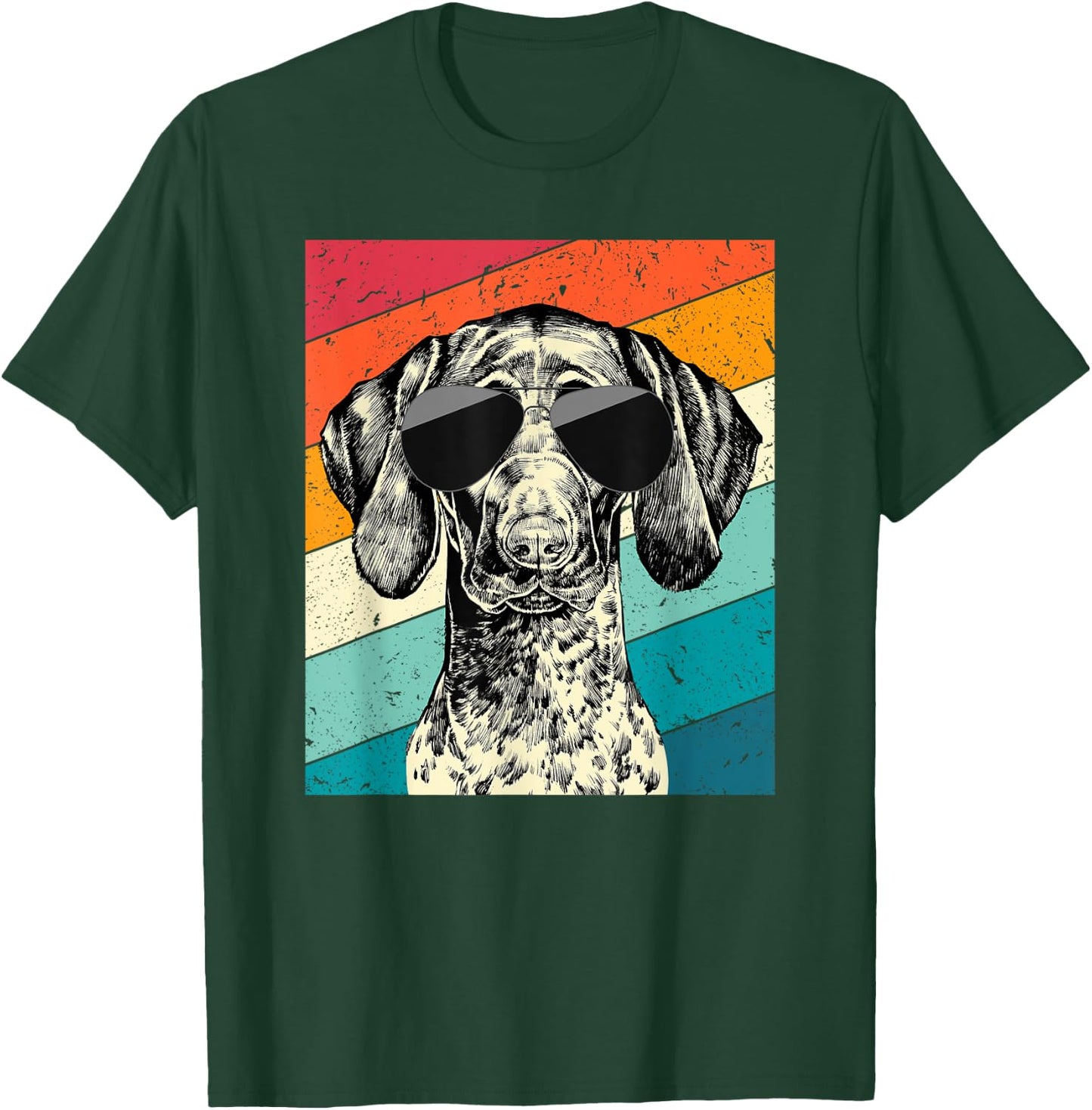 Retro Vintage German Shorthaired Pointer Sunglasses GSP Dog T-Shirt - T-Shirt | Forest