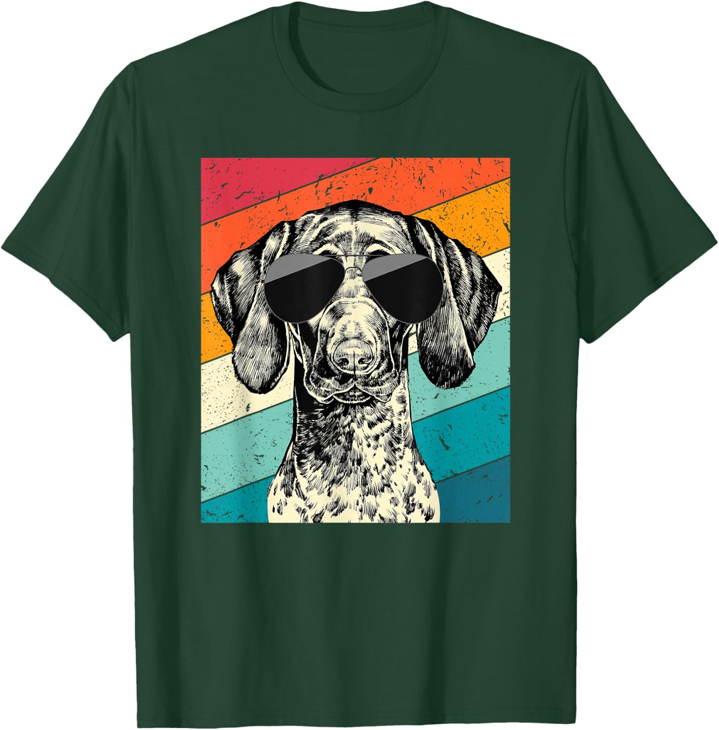 Retro Vintage German Shorthaired Pointer Sunglasses GSP Dog T-Shirt - T-Shirt | Forest