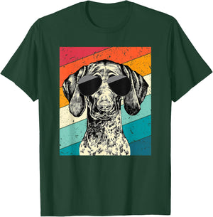 Retro Vintage German Shorthaired Pointer Sunglasses GSP Dog T-Shirt - T-Shirt | Forest
