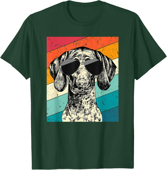 Retro Vintage German Shorthaired Pointer Sunglasses GSP Dog T-Shirt - T-Shirt | Forest
