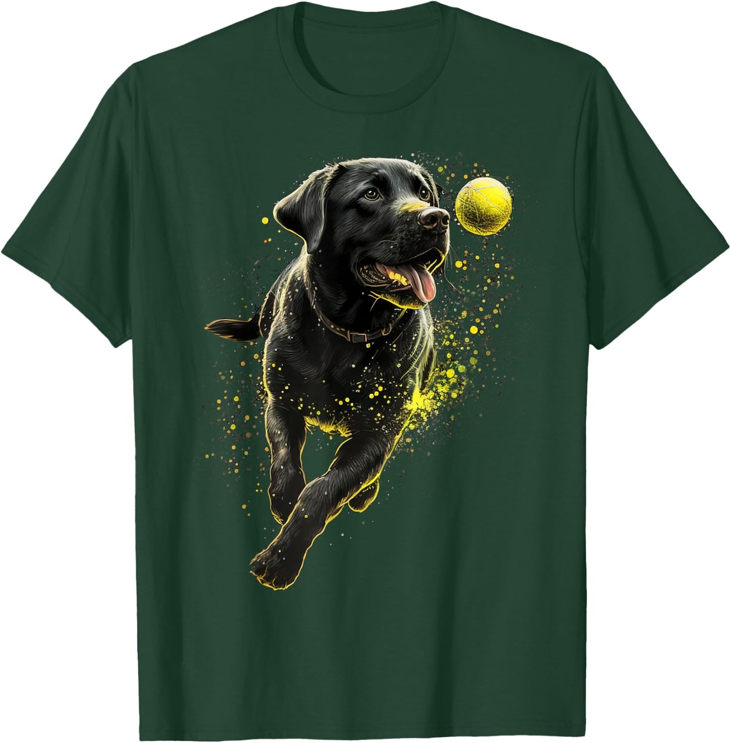 Black Labrador Retriever chasing a ball Labrador Retriever T-Shirt - T-Shirt | Forest