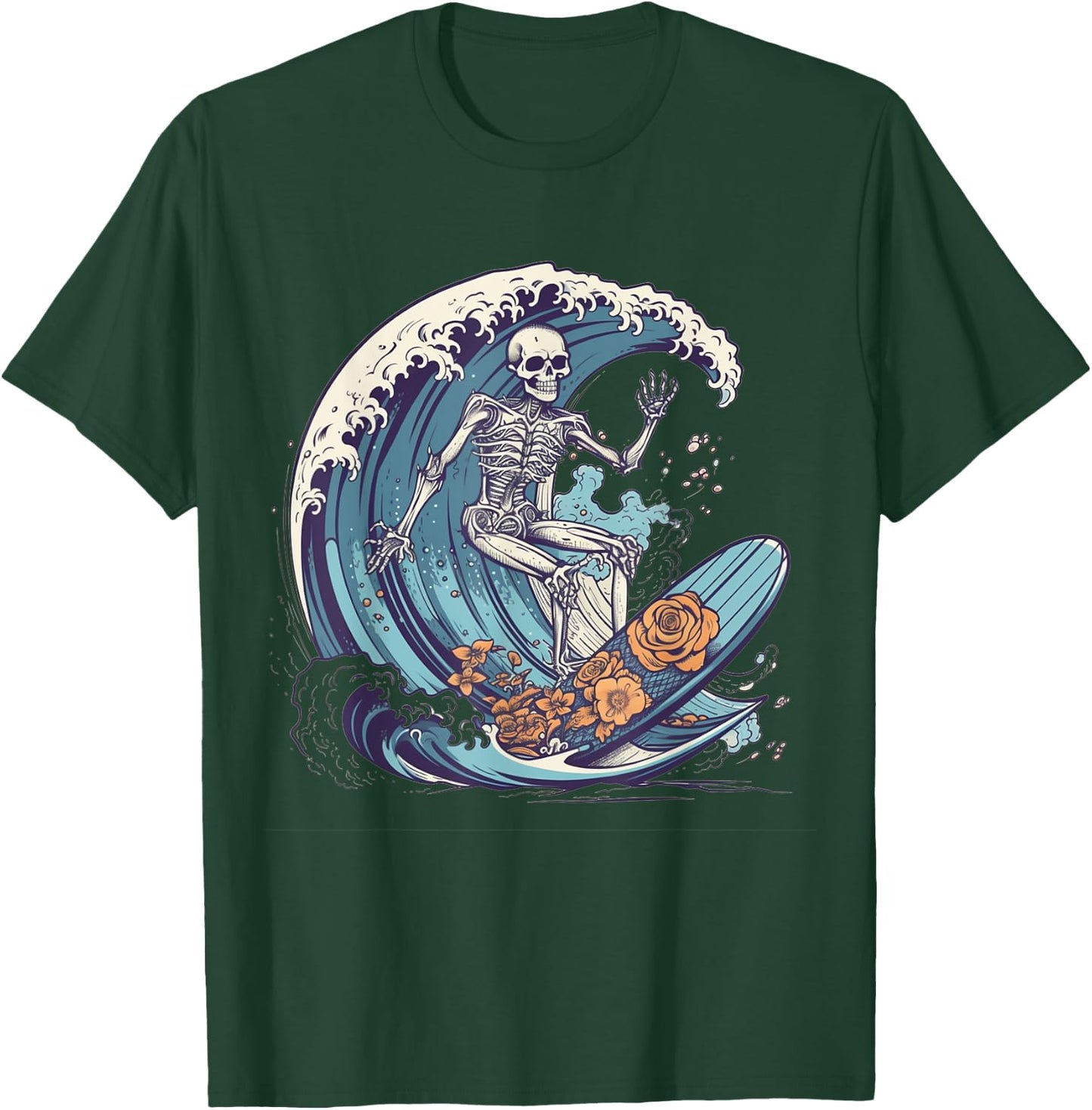 Skeleton Surfing Halloween Costume Surf Surfer Men Women T-Shirt - T-Shirt | Forest