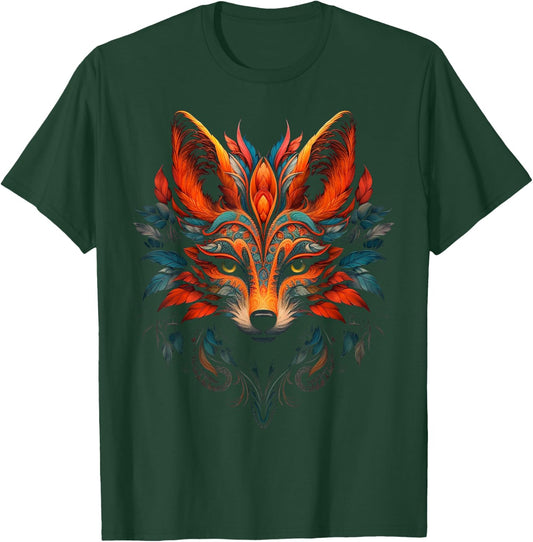 Fox Mandala Artwork | Animal Motif Fox T-Shirt - T-Shirt | Forest