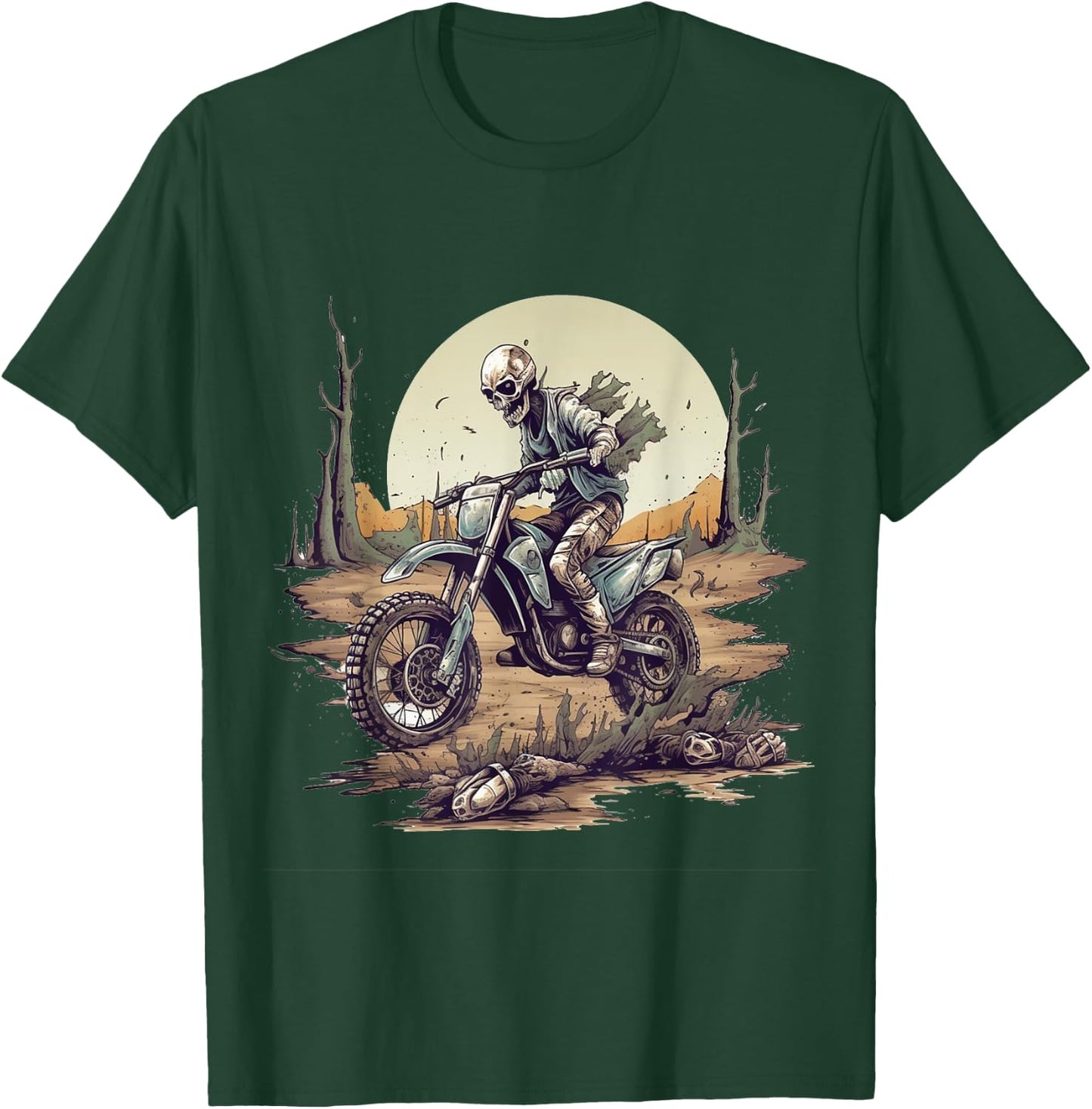 Zombie Riding Dirt Bike Halloween Motorcyle Motocross Rider T-Shirt - T-Shirt | Forest