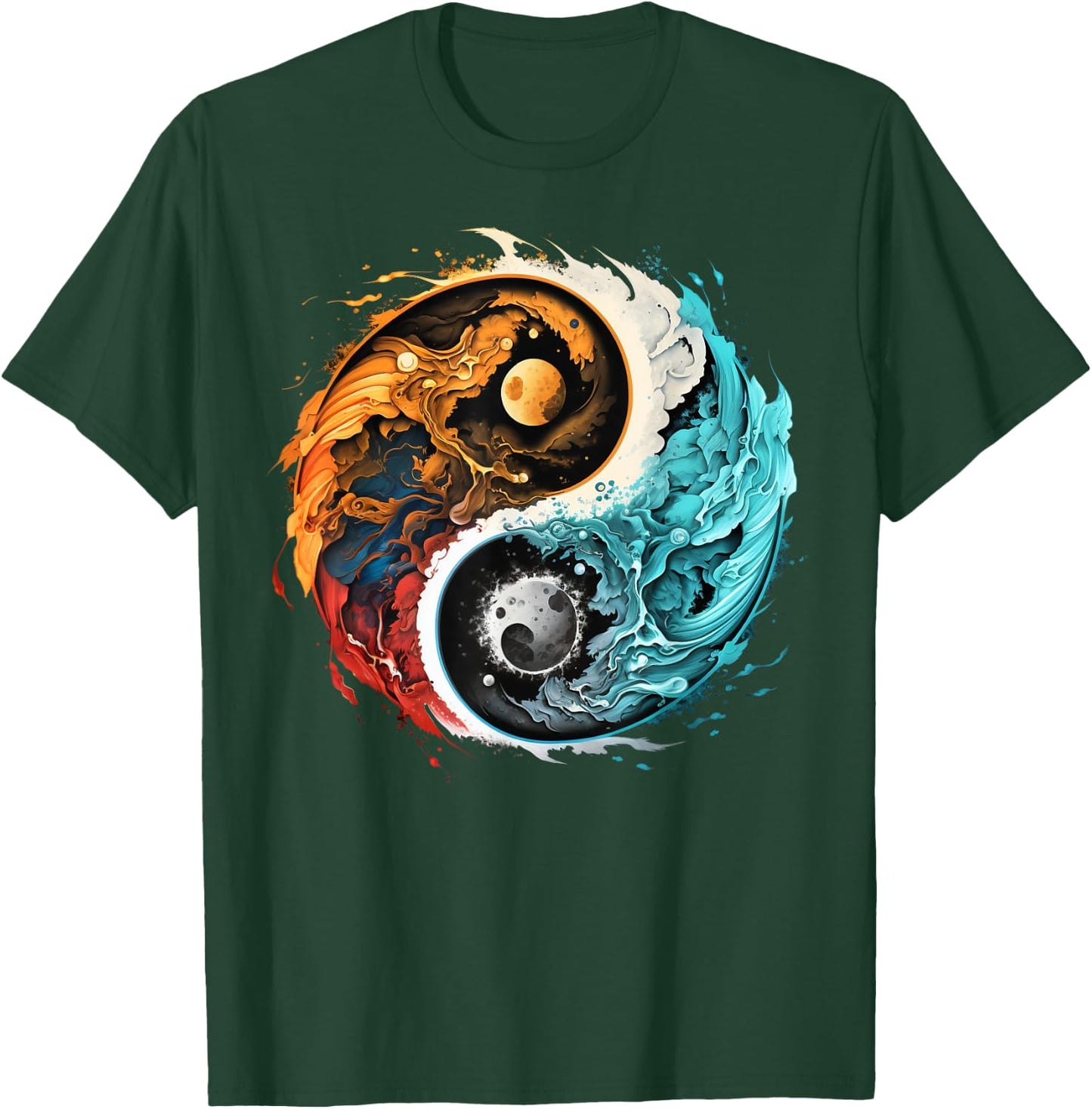 Colorful Taoism Yin Yang Splash on Zen Taijitu Yin Yang T-Shirt - T-Shirt | Forest