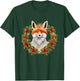 Merry xmas santa claus christmas wreath fox T-Shirt - T-Shirt | Forest