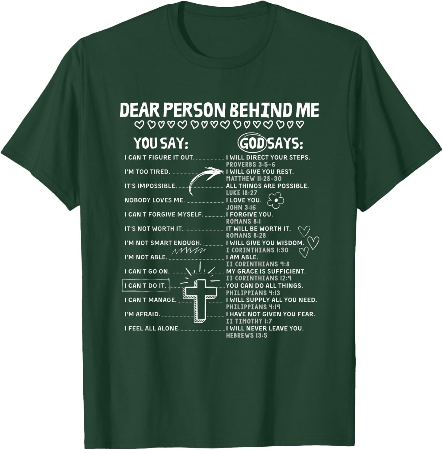 Dear Person Behind Me God Says Christian Jesus God Lovers T-Shirt - T-Shirt | Forest