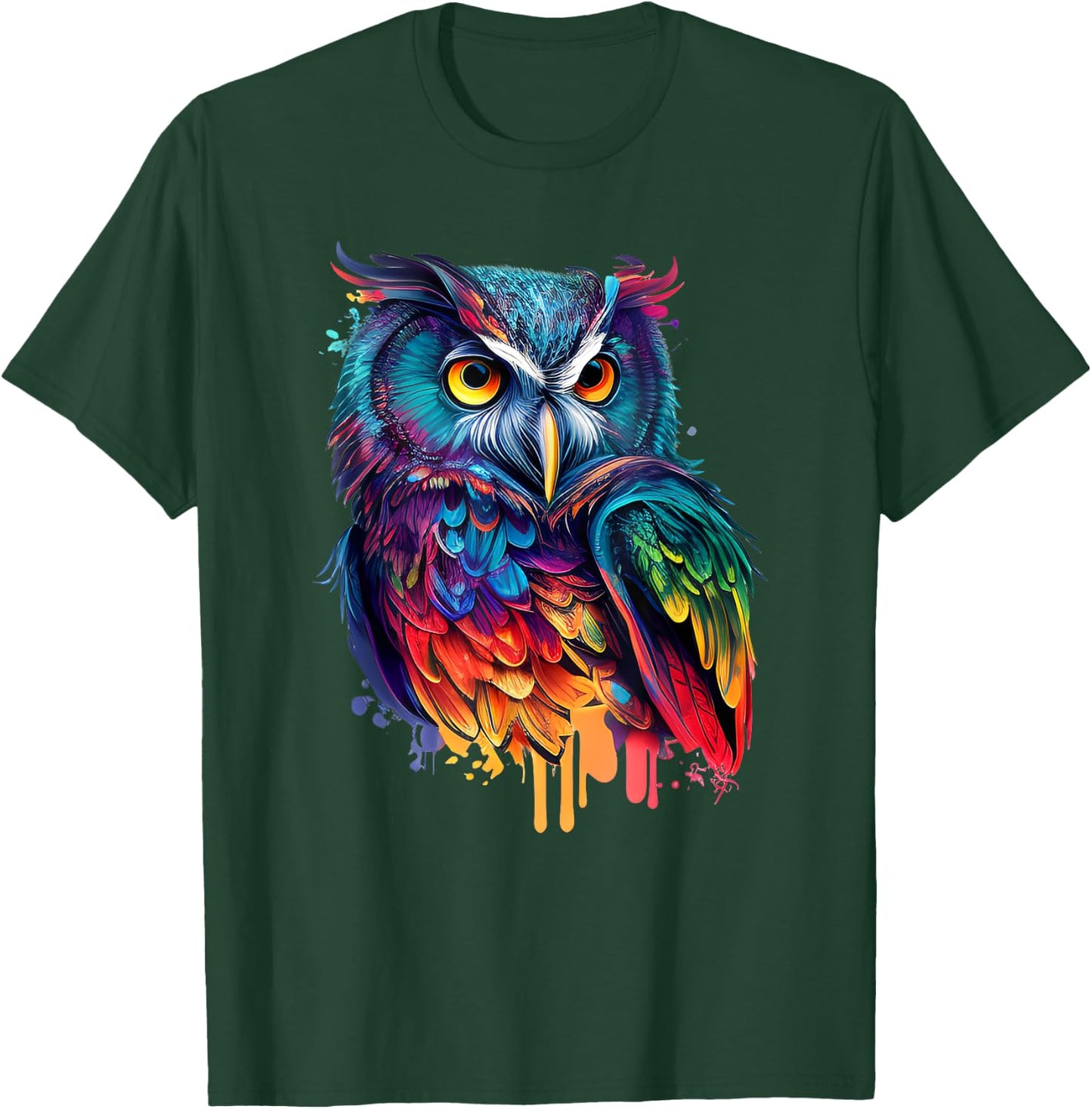 Cute Horned Owl Colorful Pop Art Bird Artwork For Owl Lovers T-Shirt - T-Shirt | Forest