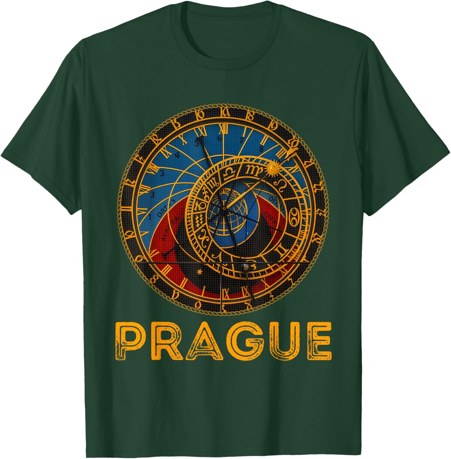 Prague Czech Republic Souvenir Astronomical Clock Prague T-Shirt - T-Shirt | Forest