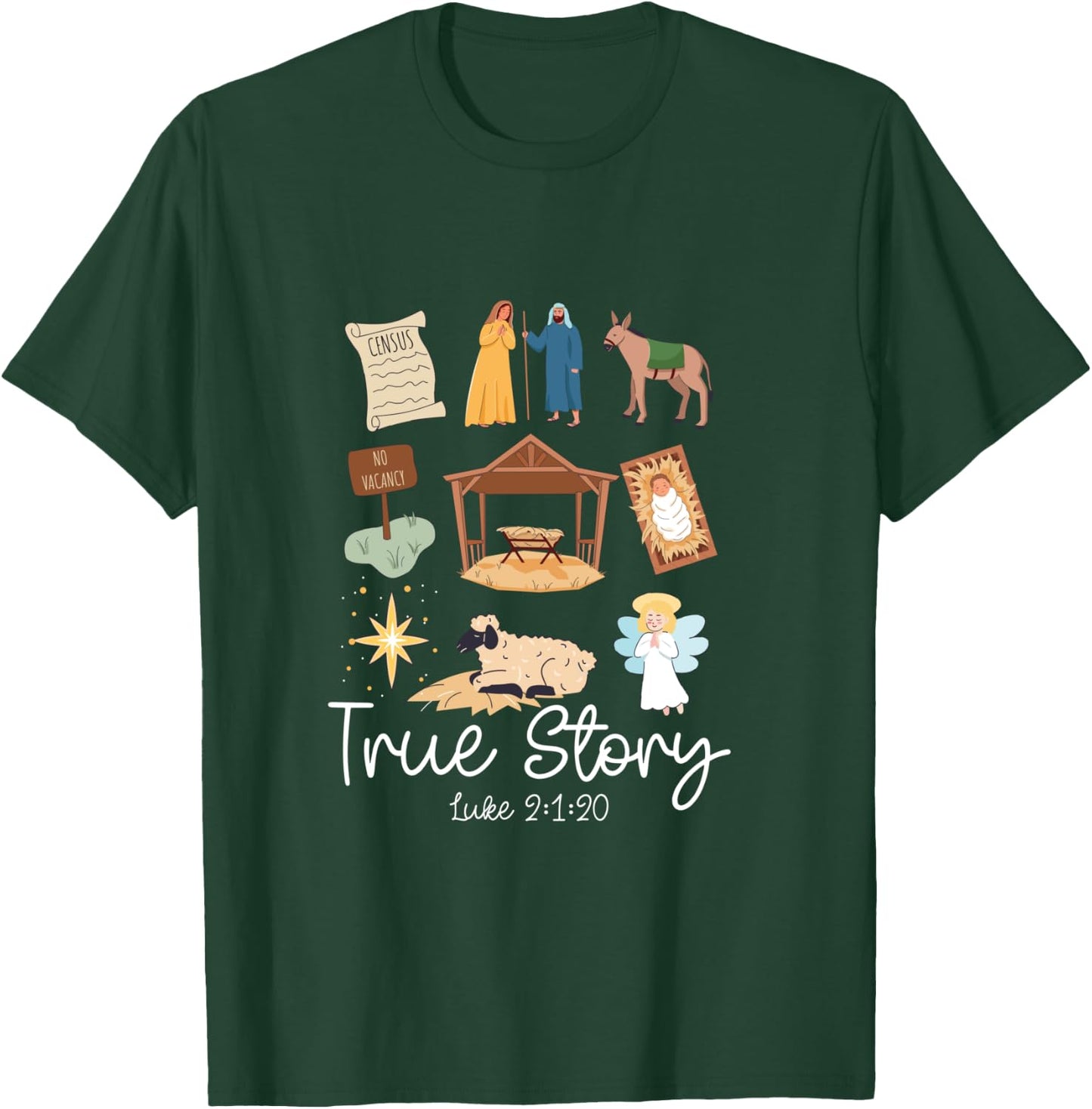 True Story Faith Based Christmas Holly Night Nativity Story T-Shirt - T-Shirt | Forest