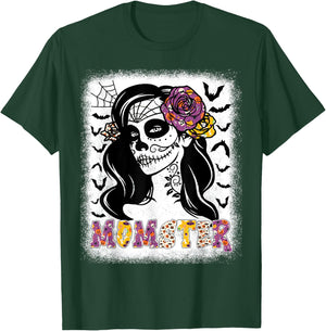 Momster Funny Skull Messy Bun Zombie Mom Halloween Costume T-Shirt - T-Shirt | Forest