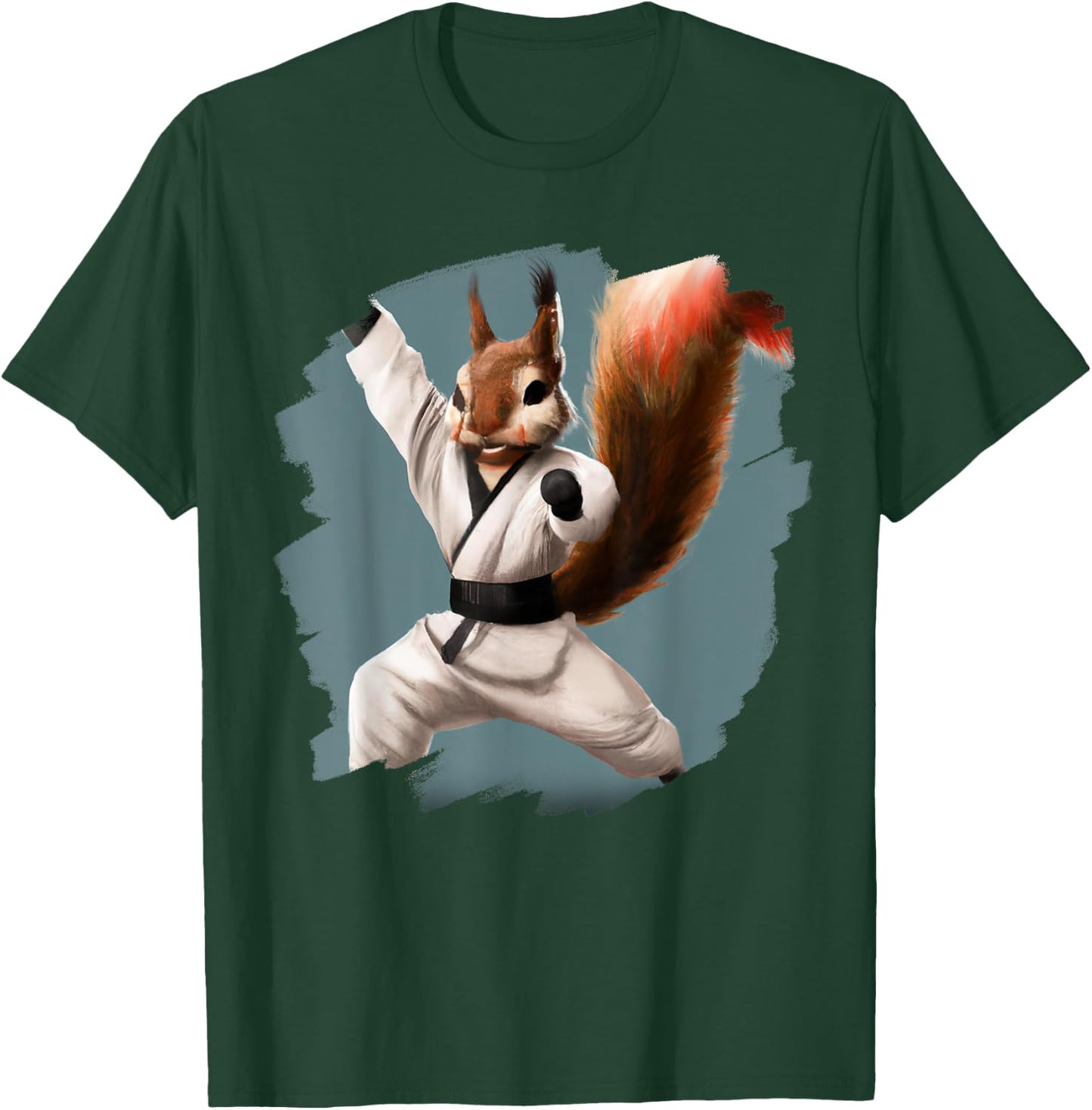 Squirrel Doing Karate Kick Black Belt Martial Arts Squirrel T-Shirt - T-Shirt | Forest