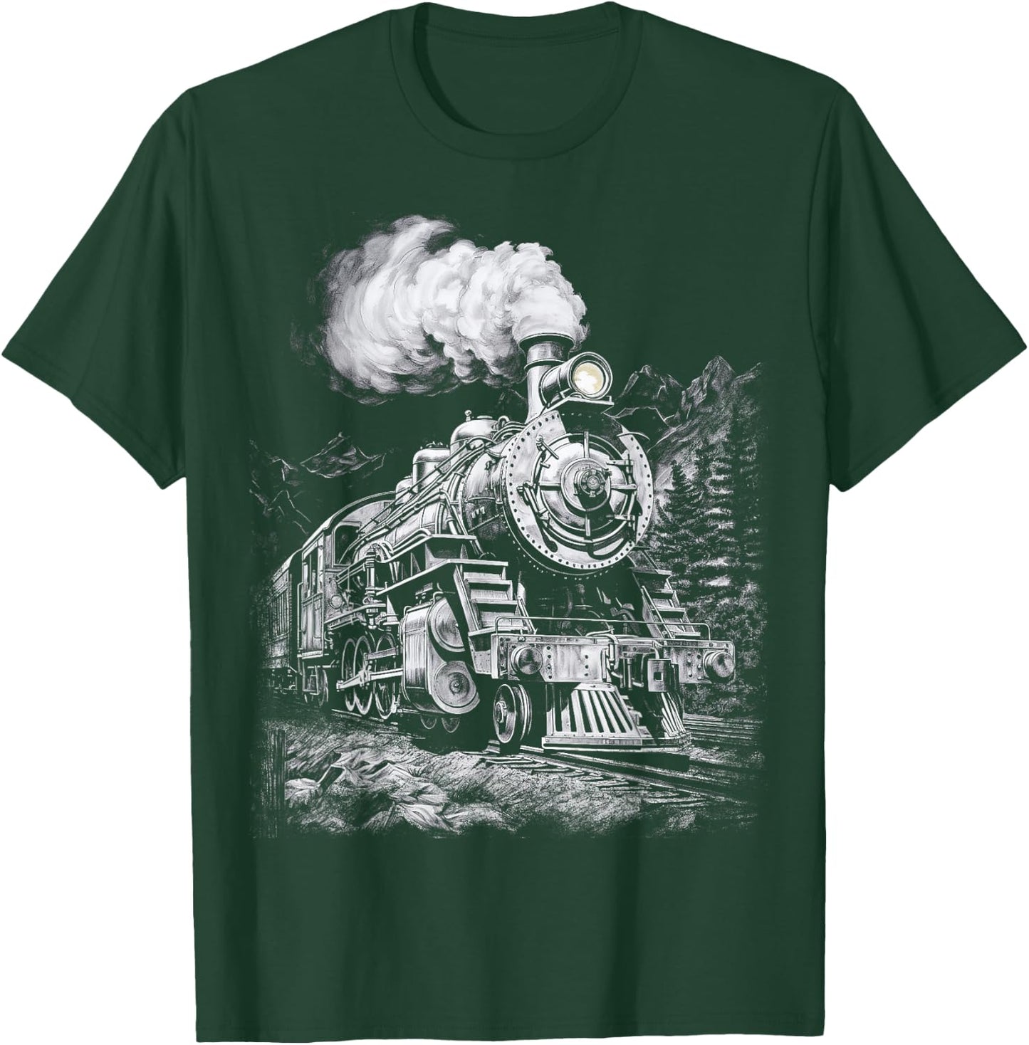 Steam Engine Train Steam Train Locomotive Vintage Train T-Shirt - T-Shirt | Forest