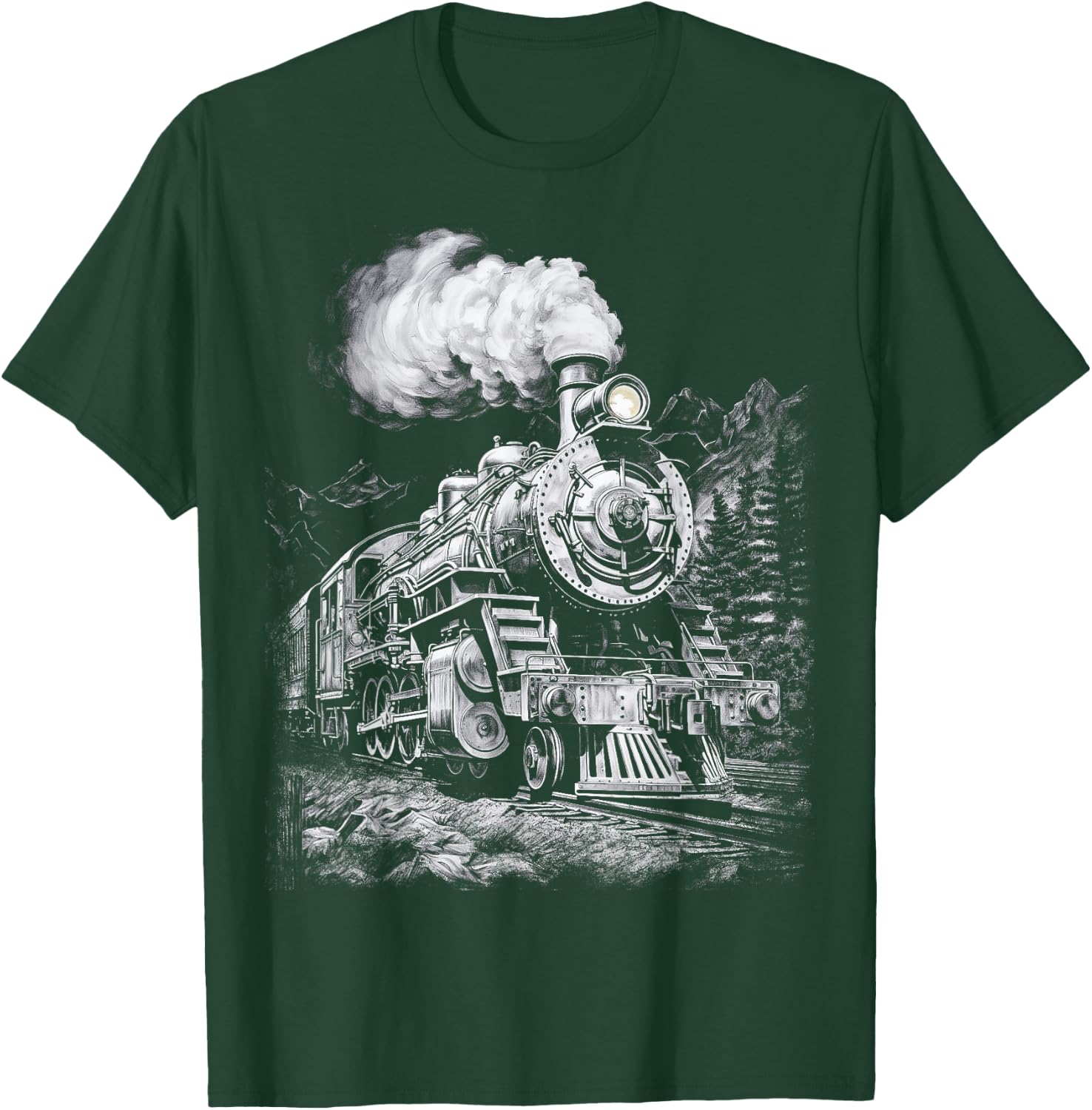 Steam Engine Train Steam Train Locomotive Vintage Train T-Shirt - T-Shirt | Forest