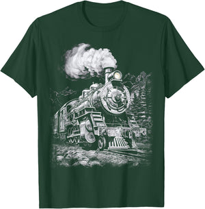 Steam Engine Train Steam Train Locomotive Vintage Train T-Shirt - T-Shirt | Forest