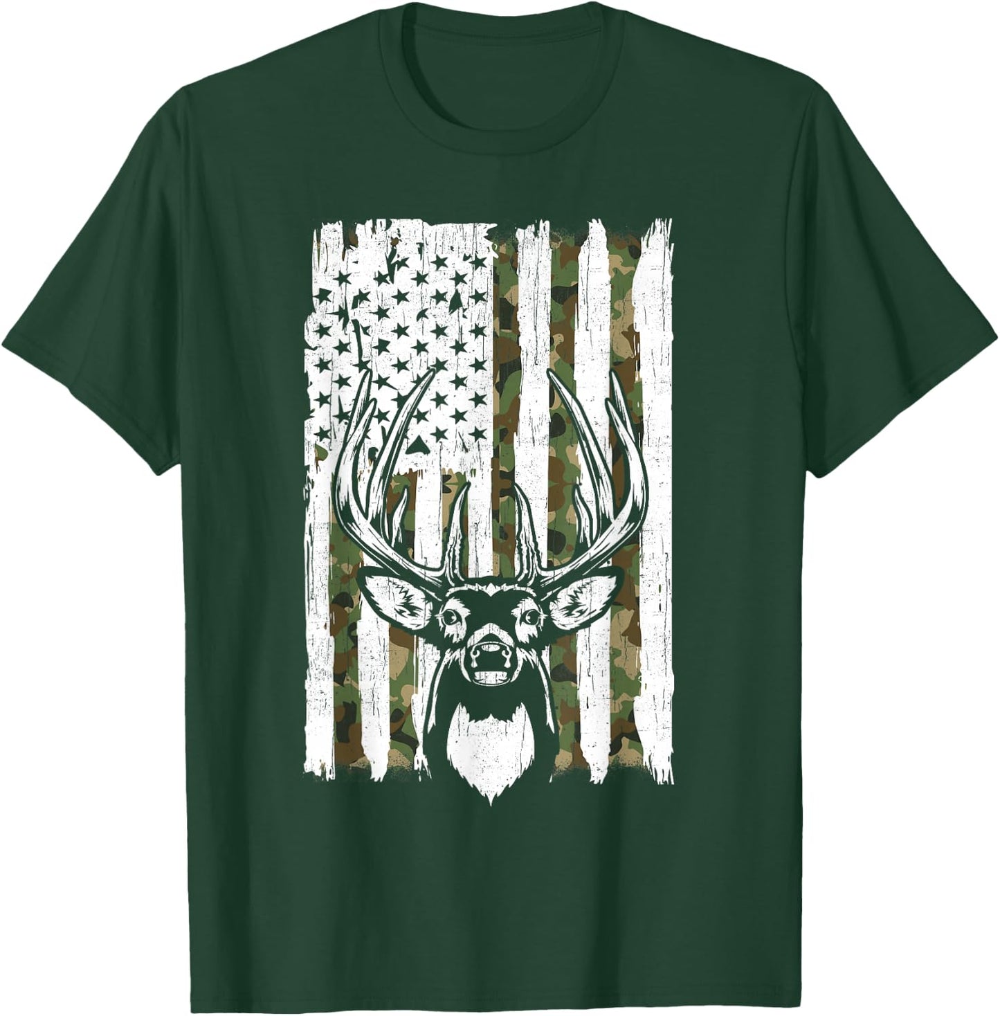 American Flag Deer Hunting Gift Dad Hunter from Son Daughter T-Shirt - T-Shirt | Forest