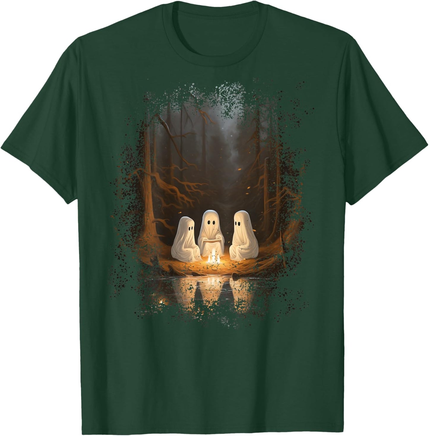 Vintage Ghost Campfire Camping Gothic Halloween T-Shirt - T-Shirt | Forest