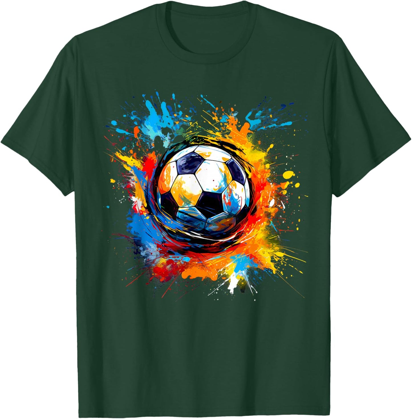 Soccer Ball With Paint Splash T-Shirt - T-Shirt | Forest