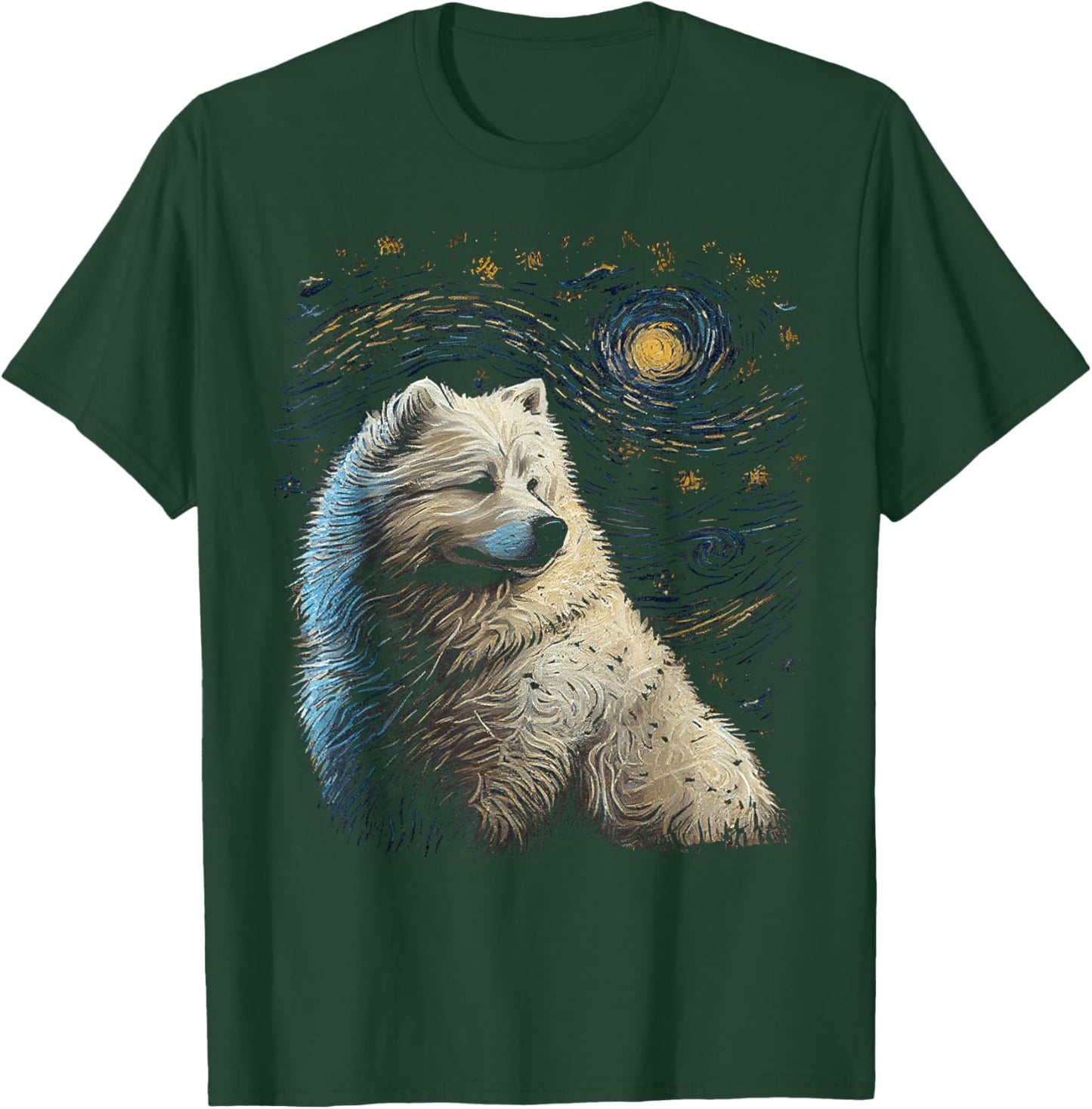 Samoyed Dog Starry Night Dogs Lover Gifts Graphic T-Shirt - T-Shirt | Forest