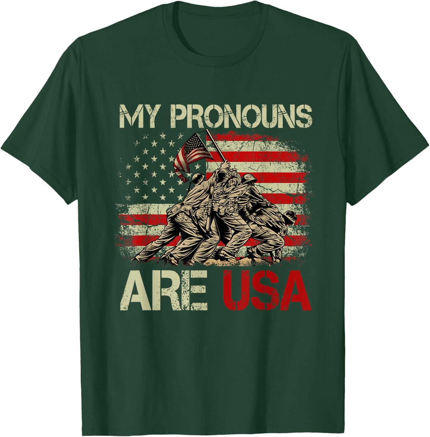 My Pronouns Are Usa 4th Of July American Flag Tie Dye Men T-Shirt - T-Shirt | Forest