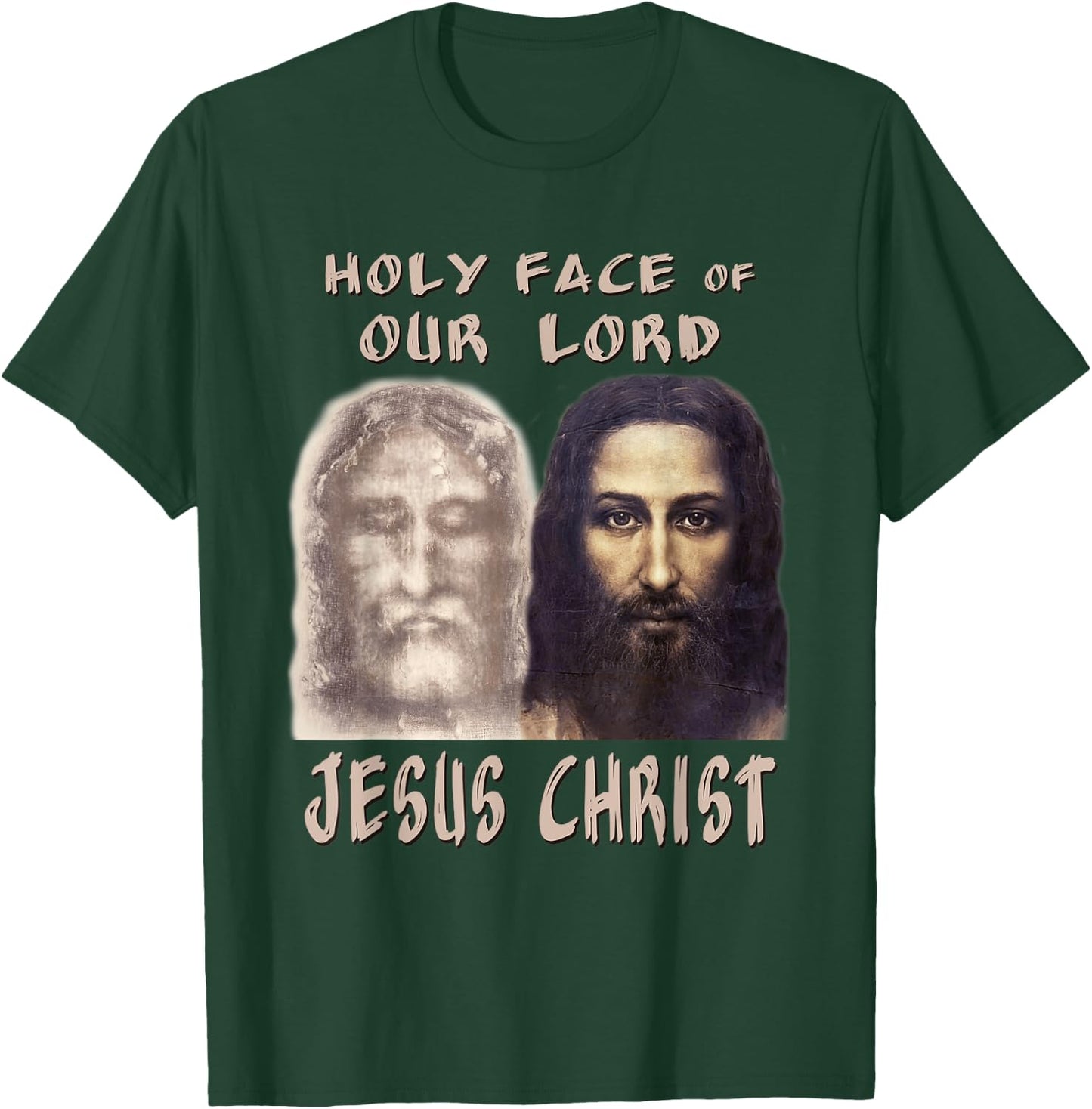 Holy Face Our Lord Jesus Christ Shroud Turin Reconstruction T-Shirt - T-Shirt | Forest