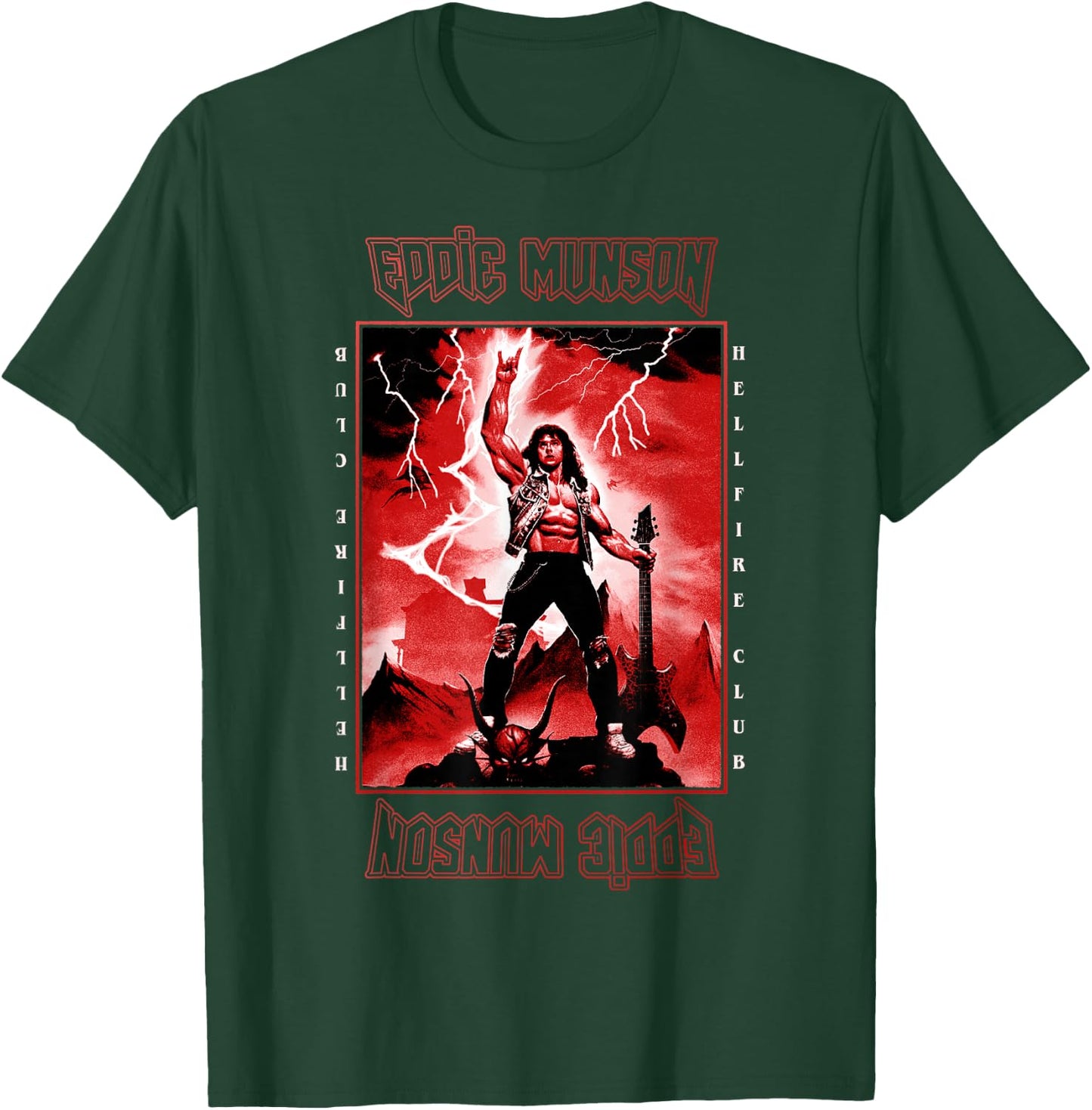 Stranger Things 4 Eddie Munson Lightning Guitar Power T-Shirt - T-Shirt | Forest