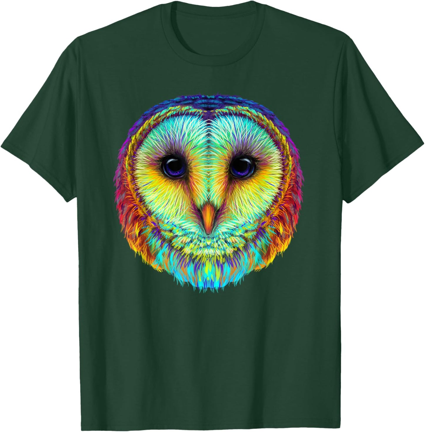 colorful cute Barn owl head art face for lovers birds animal T-Shirt - T-Shirt | Forest