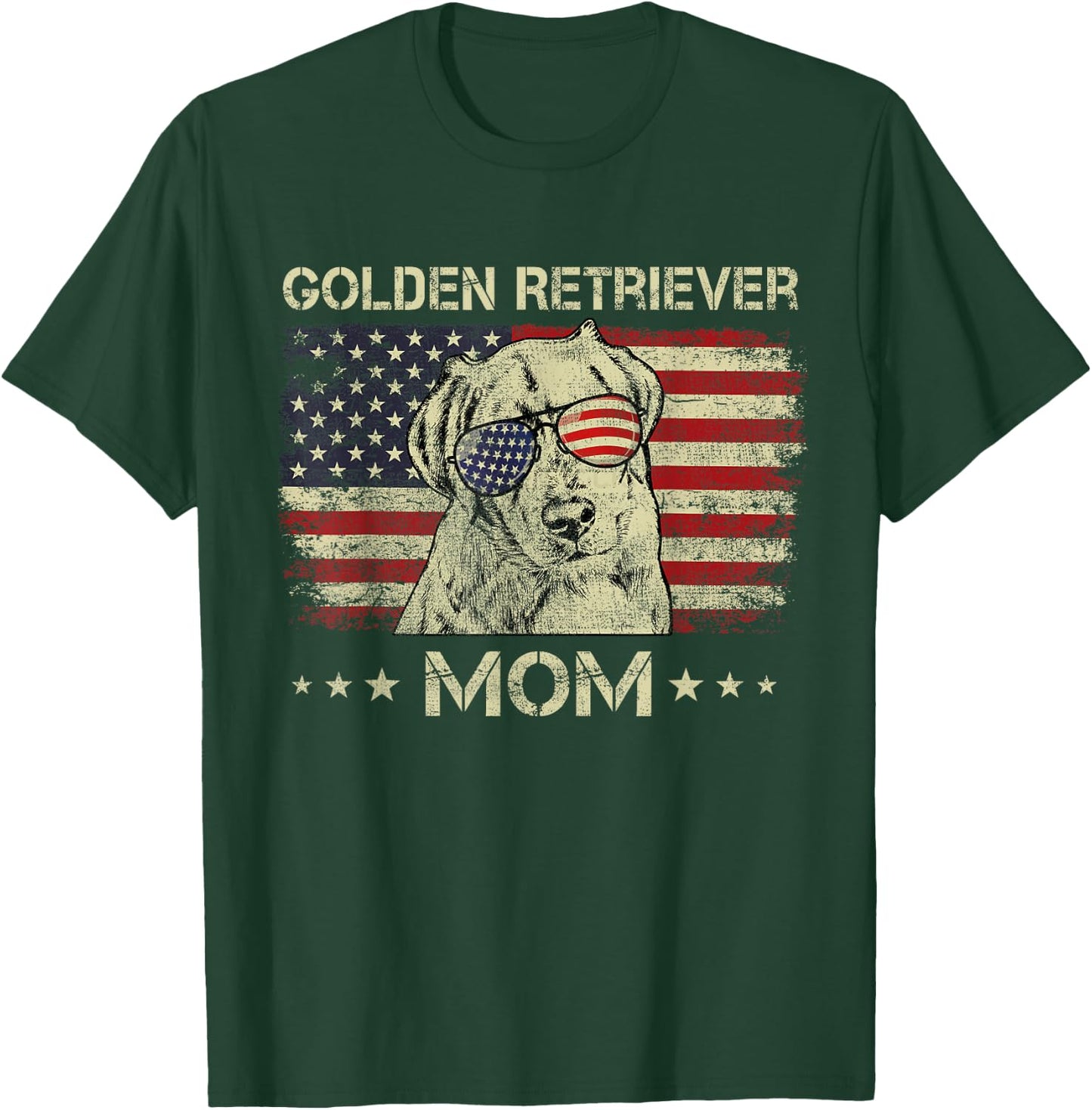 Golden Retriever Mom Dog Lovers American Flag 4th Of July Men T-Shirt - T-Shirt | Forest