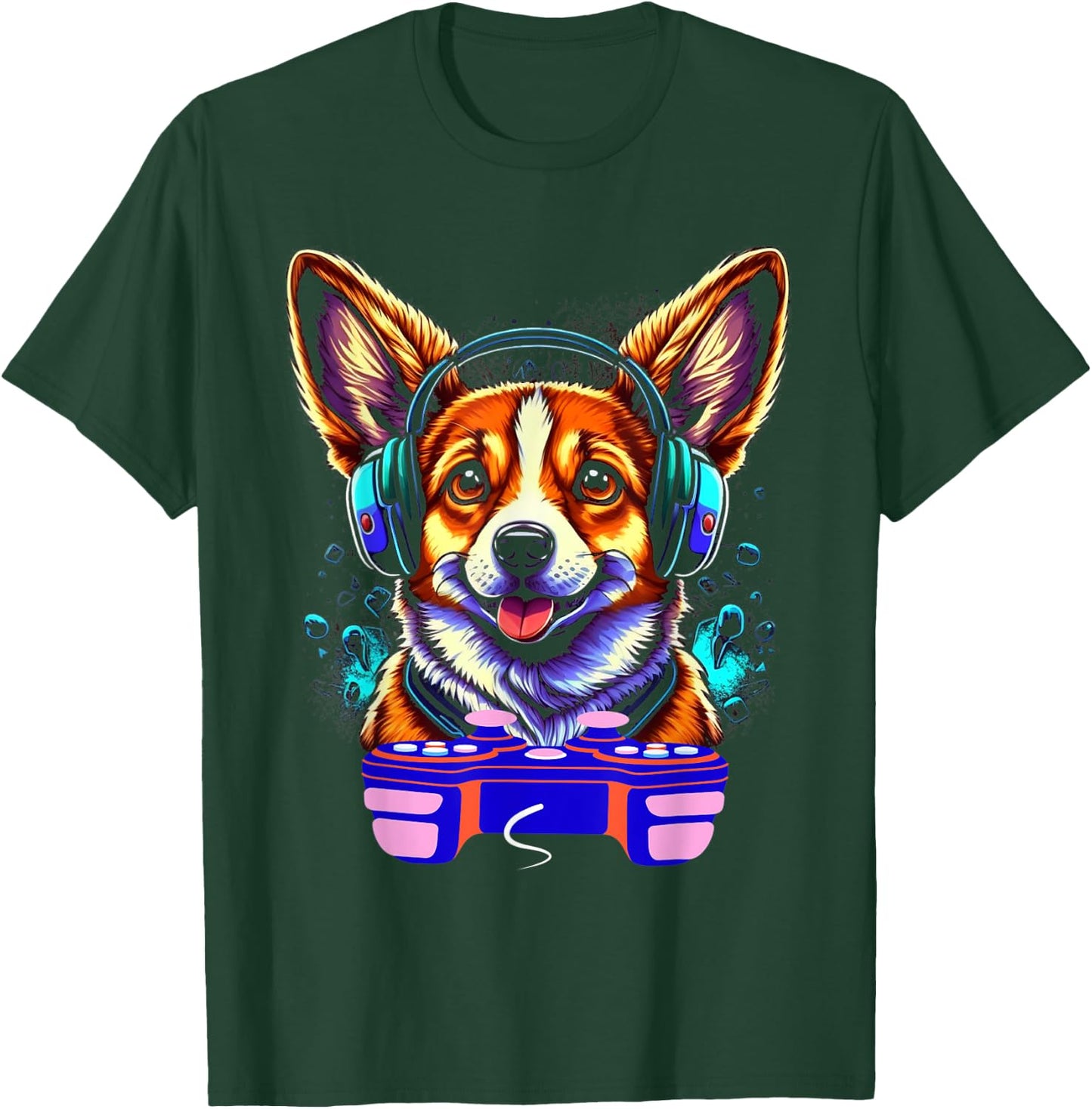 Gaming Corgi Pembroke Dog Player Video Gamer Lover Men Kids T-Shirt - T-Shirt | Forest