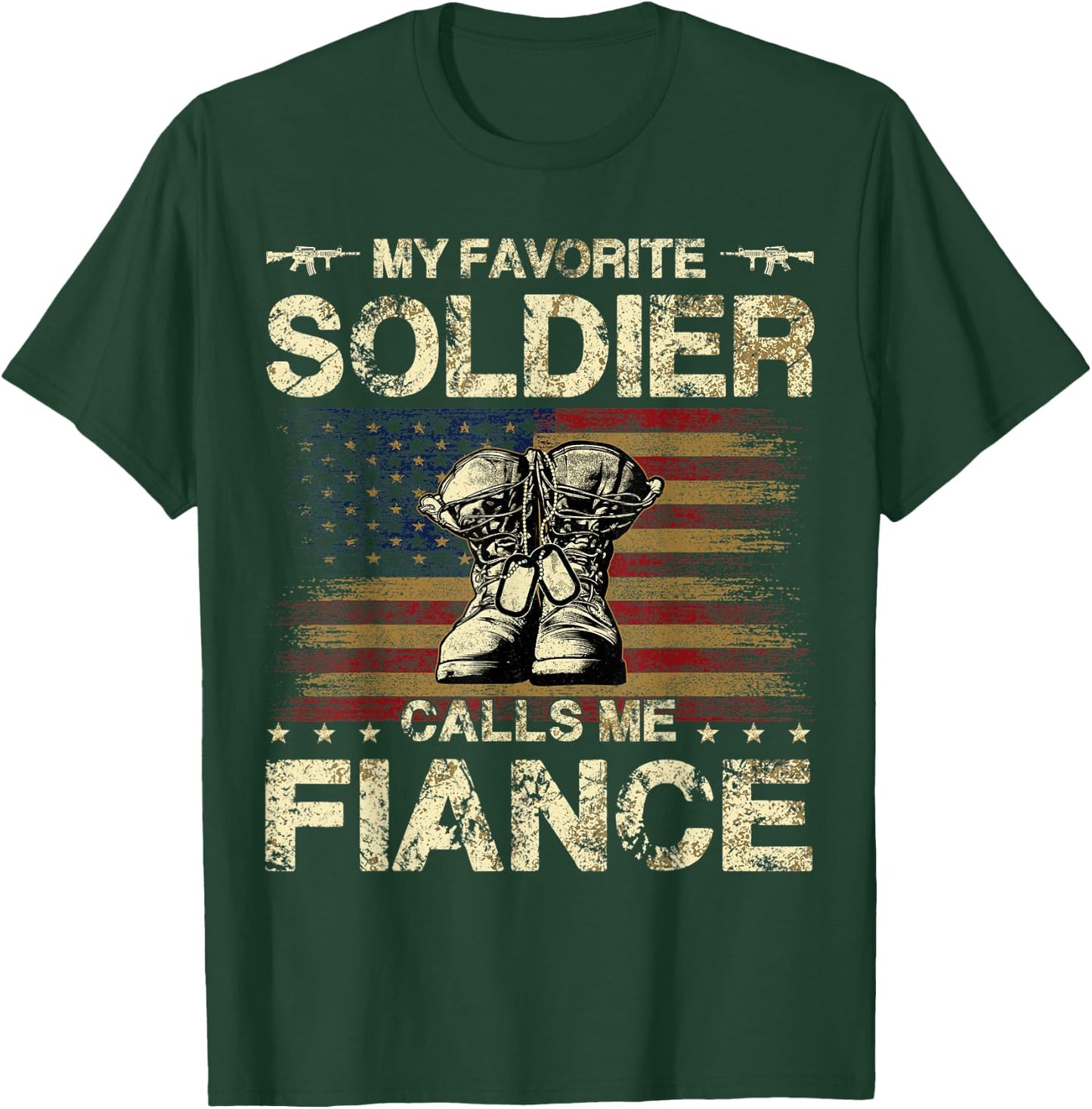 My Favorite Soldier Calls Me Fiance | Proud Army Fiance T-Shirt - T-Shirt | Forest