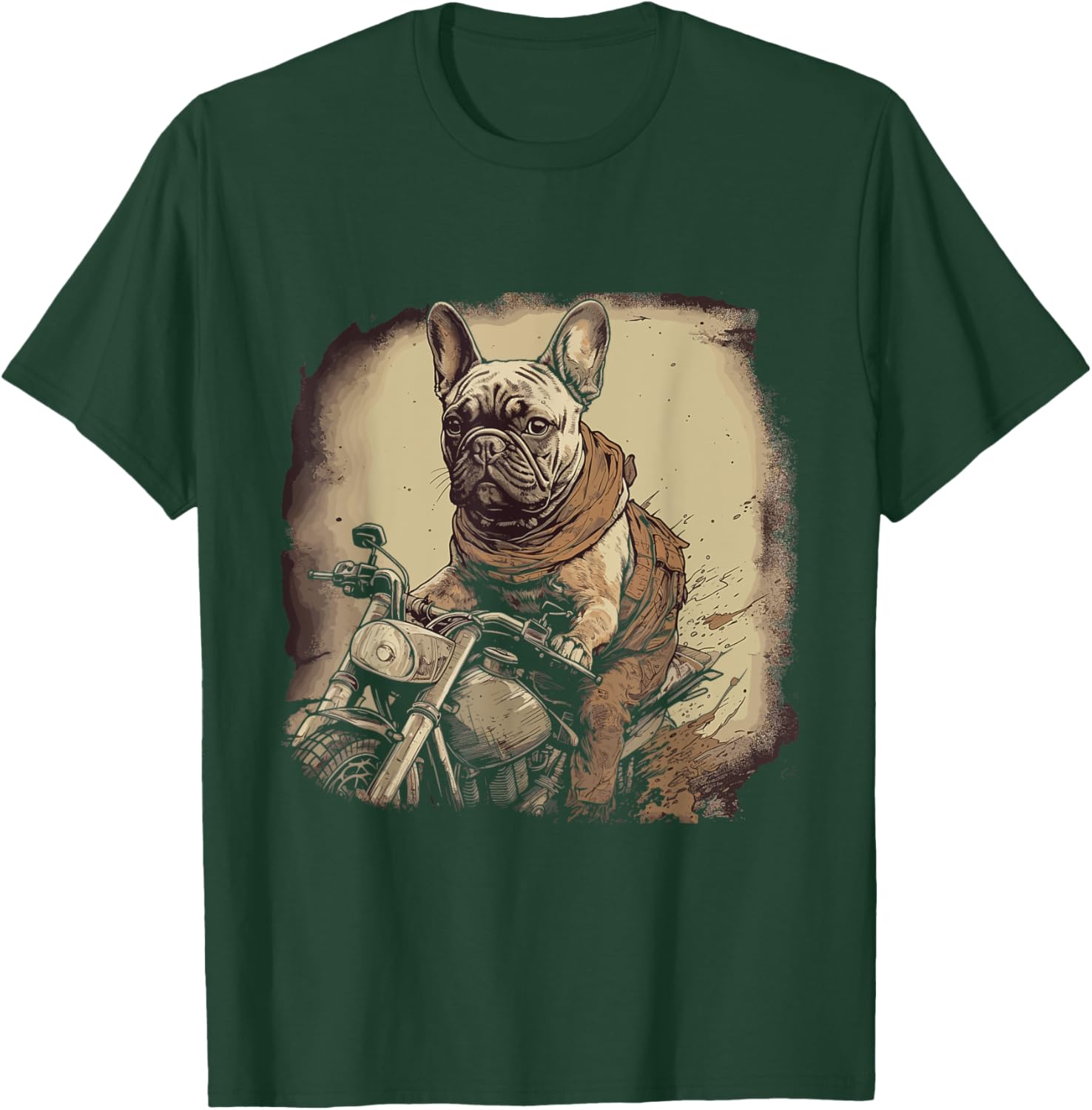Funny Vintage French Bulldog Biker French Bulldog Motorcycle Women T-Shirt - T-Shirt | Forest