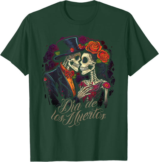 Dia De Los Muertos Day of the dead Dancing Skeleton Couple T-Shirt - T-Shirt | Forest