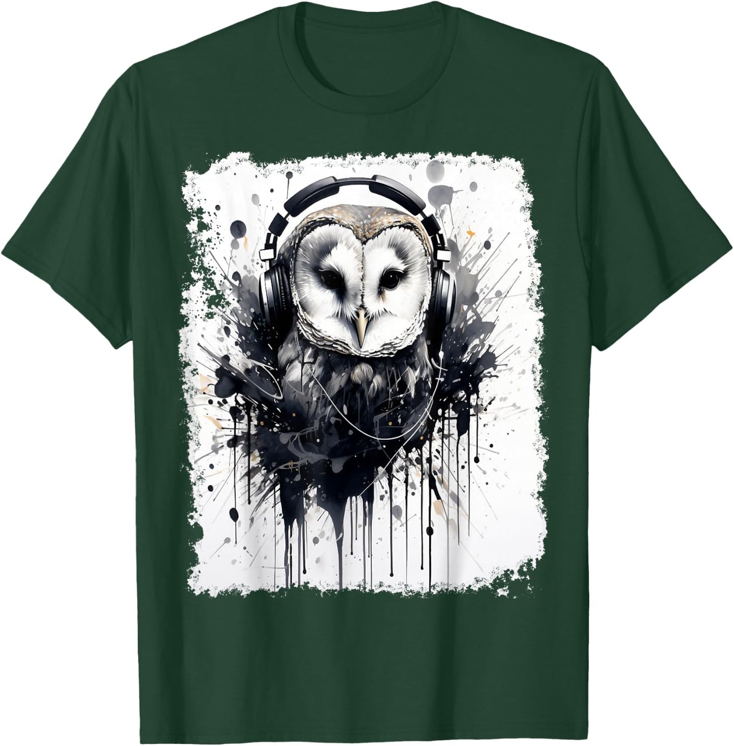 Ink Art Barn Owl Music T-Shirt - T-Shirt | Forest