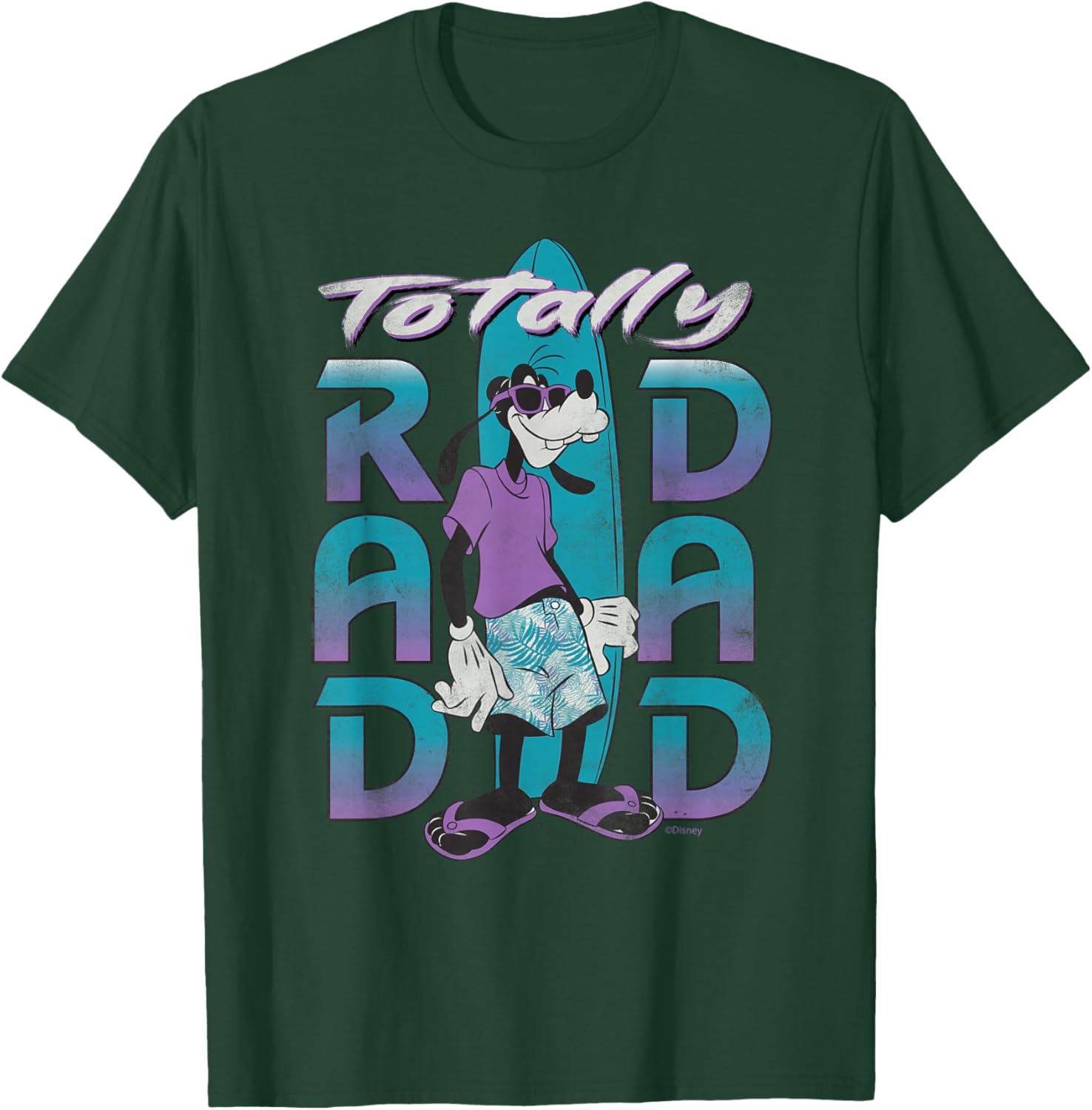 Disney Goofy Totally Rad Dad Father’s Day Surfing Distressed T-Shirt - T-Shirt | Forest