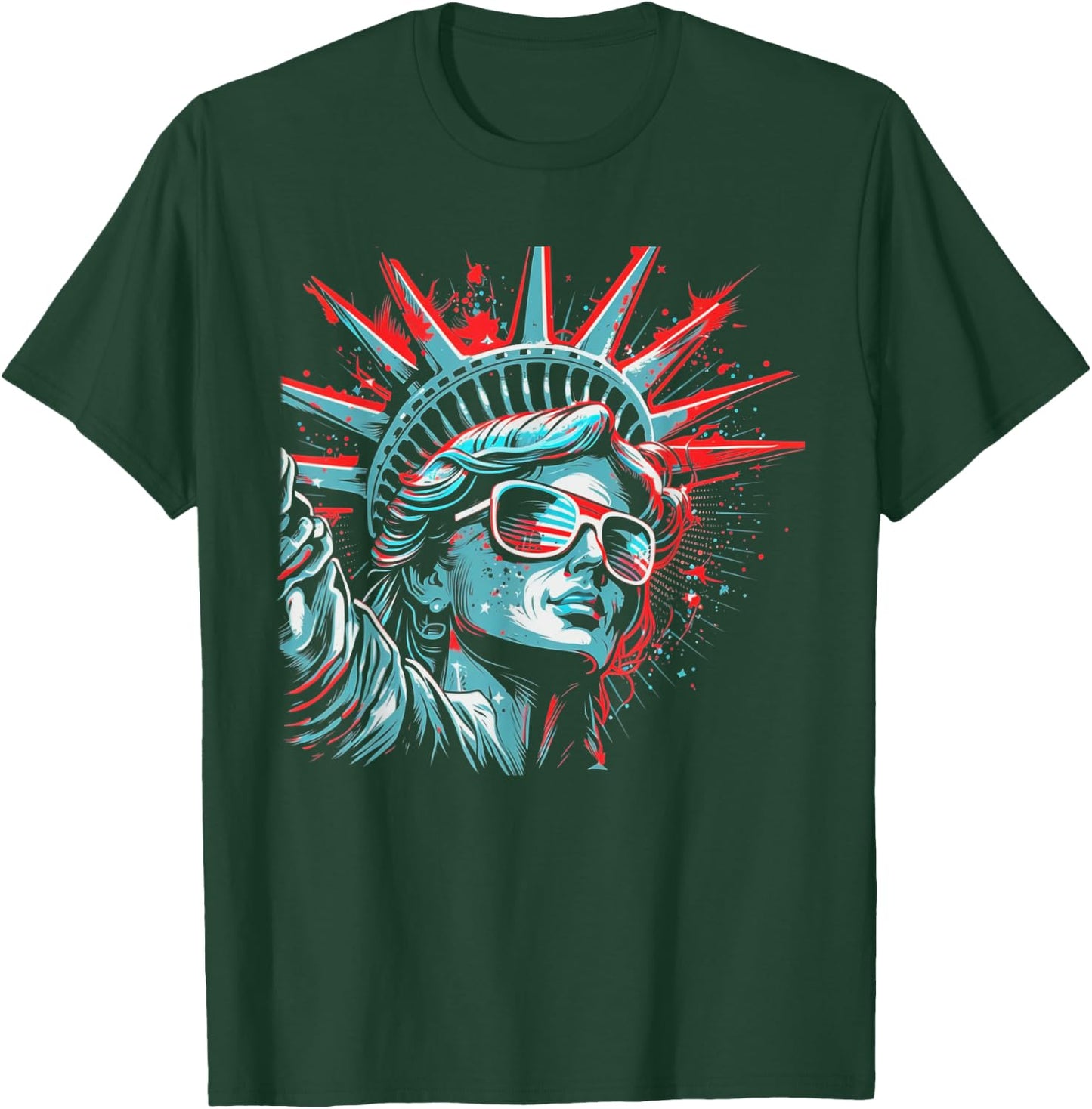 Statue Of Liberty 4th of July American Flag USA Funny T-Shirt - T-Shirt | Forest