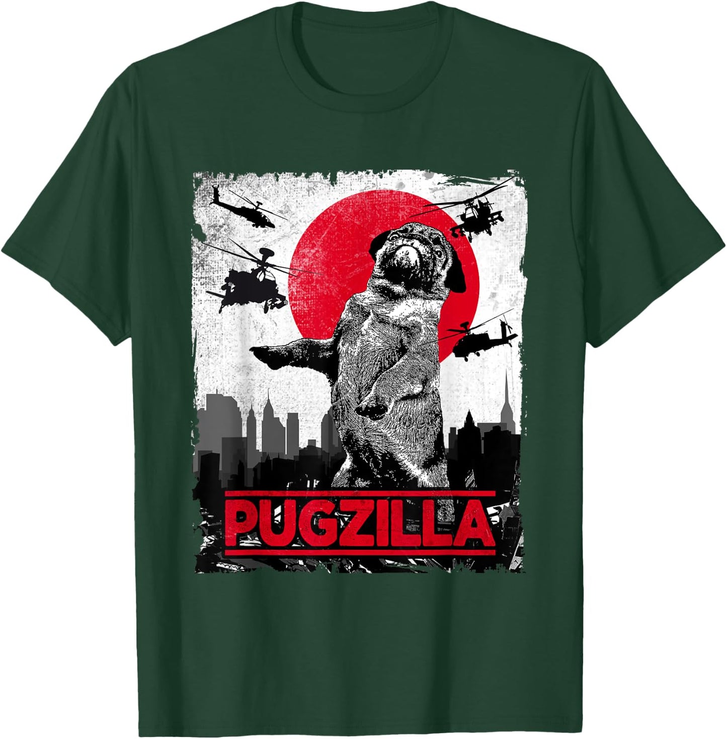 Funny Pugzilla Pug Dog T-Shirt - T-Shirt | Forest