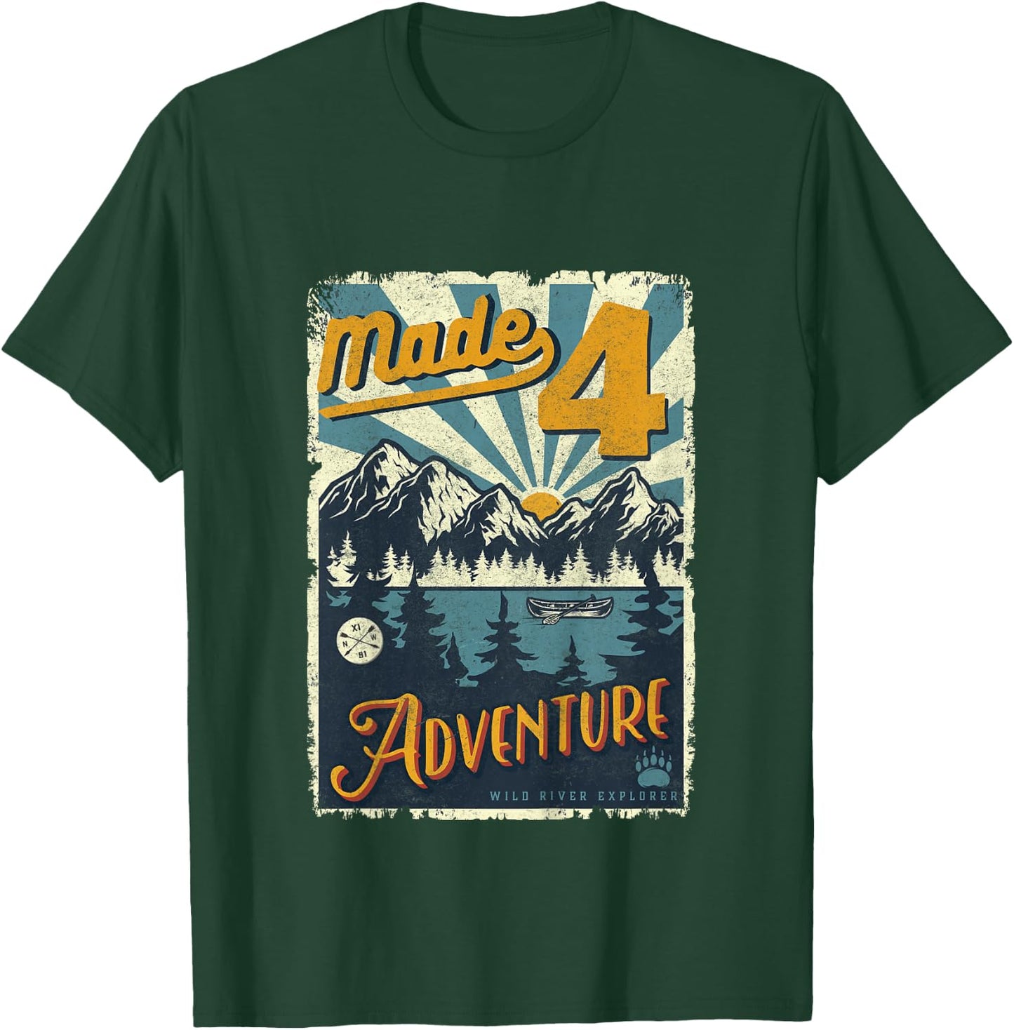 4th Birthday camping themed Party Made four adventure T-Shirt - T-Shirt | Forest