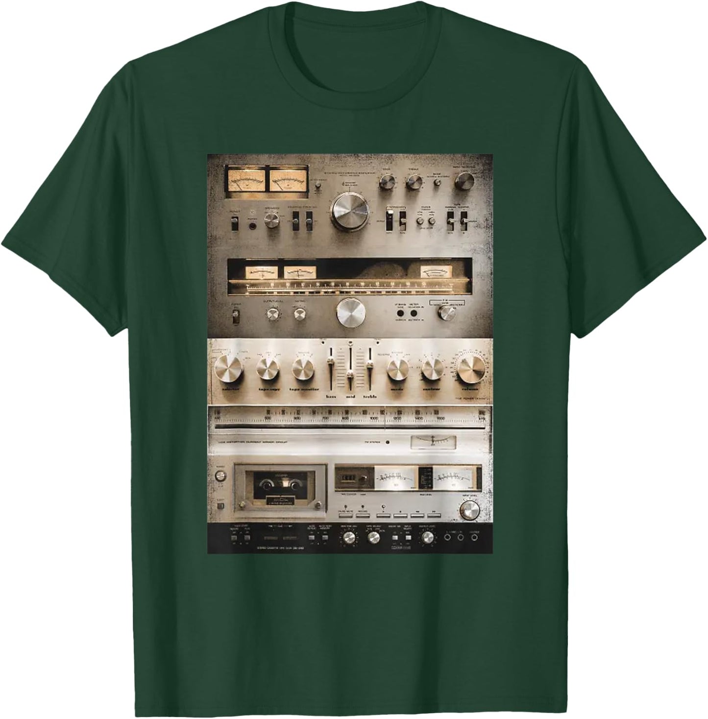 Setup Vintage Audio HiFi Sound System Mixed Media Collage T-Shirt - T-Shirt | Forest