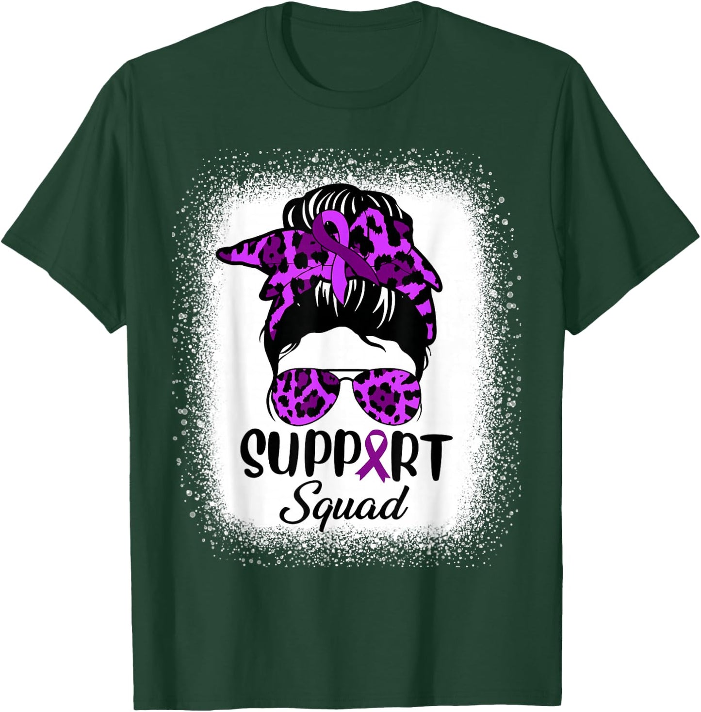 Support Pancreatic Cancer Awareness Messy Bun Ribbon Purple T-Shirt - T-Shirt | Forest