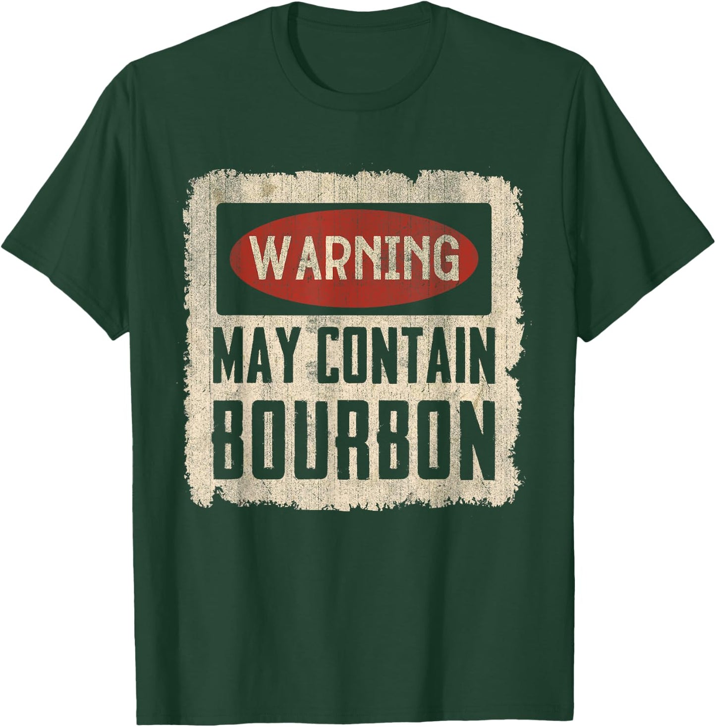 Warning May Contain Bourbon Retro T-Shirt - T-Shirt | Forest