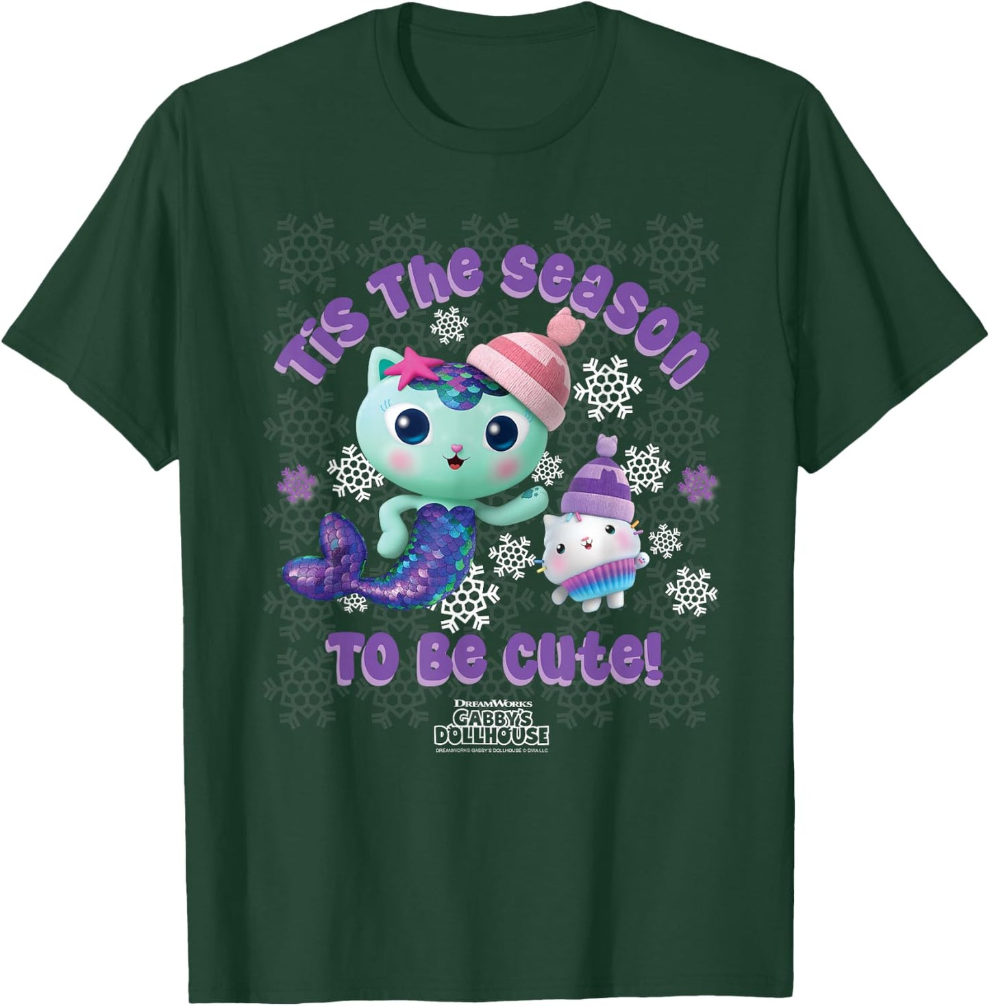 DreamWorks Gabby's Dollhouse Holiday MerCat & Cakey T-Shirt - T-Shirt | Forest