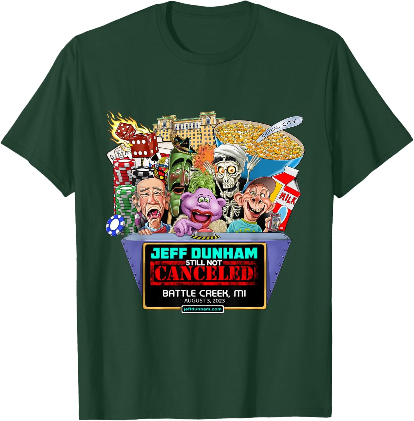 Jeff Dunham Battle Creek, MI (2023) T-Shirt - T-Shirt | Forest