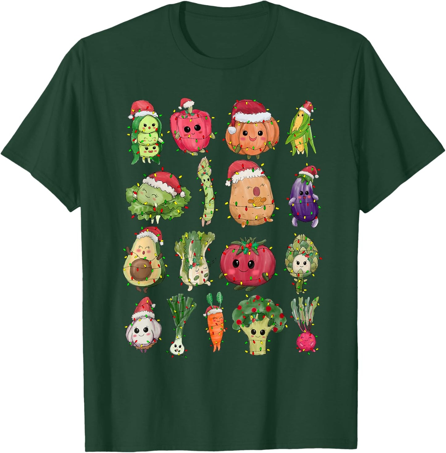 Christmas Lunch Lady Vegetable Food Christmas Tree Funny Xmas Vegan - Women's Black Small Fitted Short Sleeve T-Shirt - T-Shirt | Forest