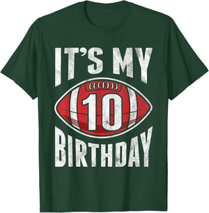 10 Years Old American Football 10th Birthday Boy Retro Style T-Shirt - T-Shirt | Forest