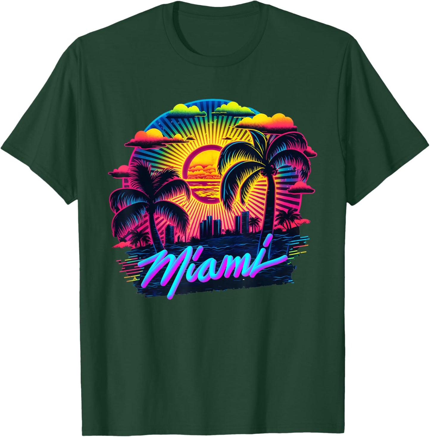 Miami Men Florida Vibrant Colorful Miami Souvenir T-Shirt - T-Shirt | Forest