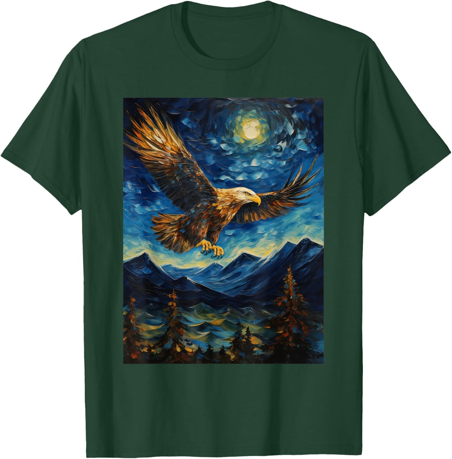 Eagle Starry Night Van Gogh Style Graphic T-Shirt - T-Shirt | Forest