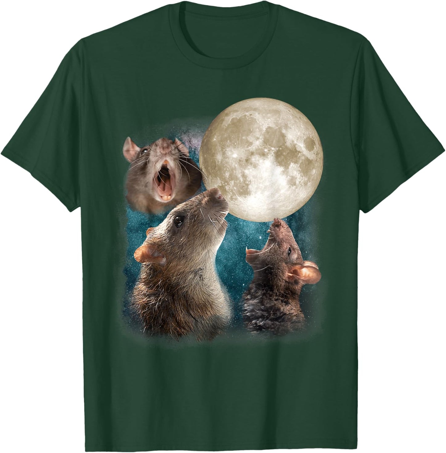 Three Rats Howl At Moon 3 Wolfs Funny Parody Rat Lovers T-Shirt - T-Shirt | Forest