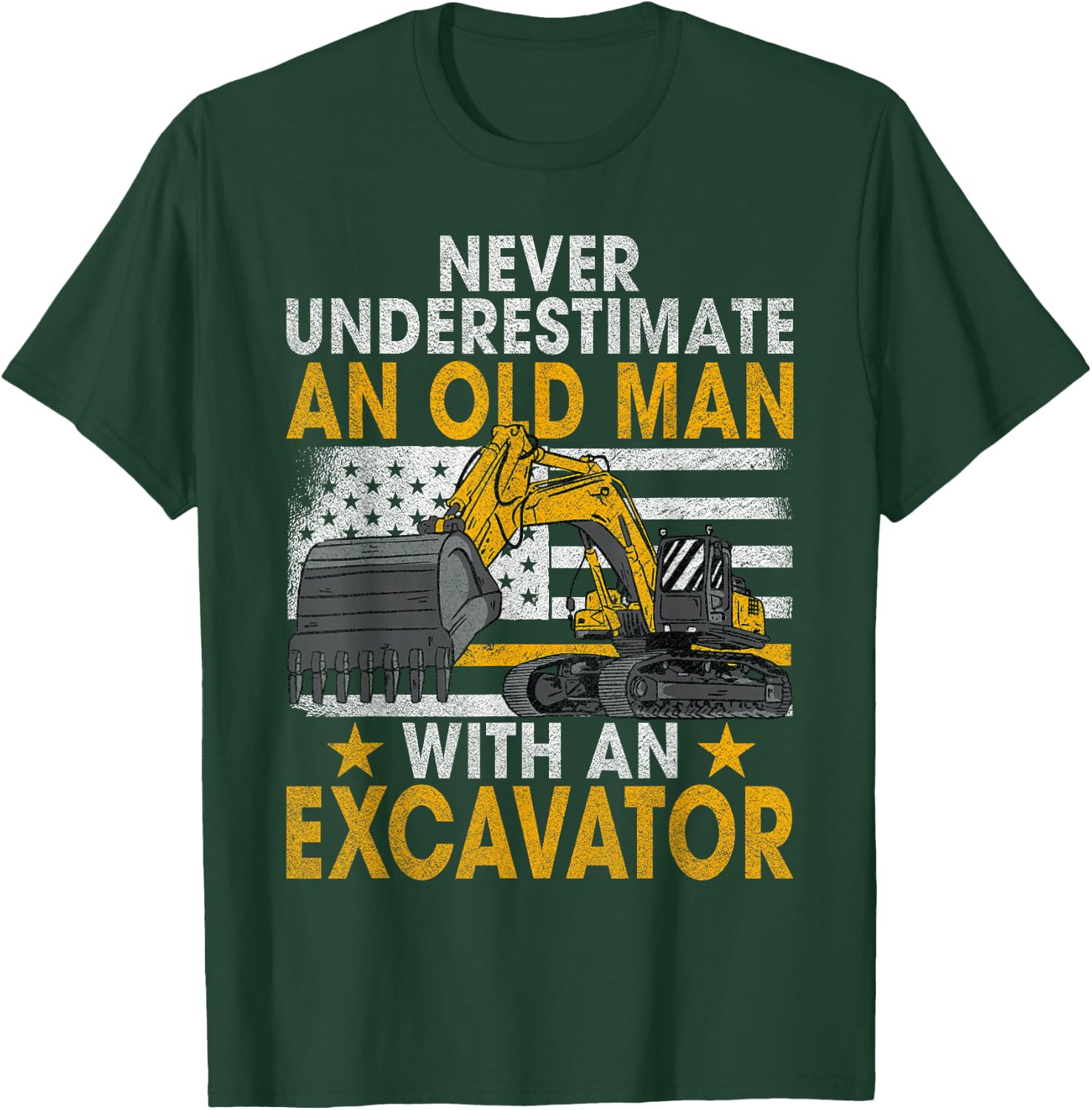 Bad Old Man Construction Worker & Construction Site Excavator Driver T-Shirt - T-Shirt | Forest